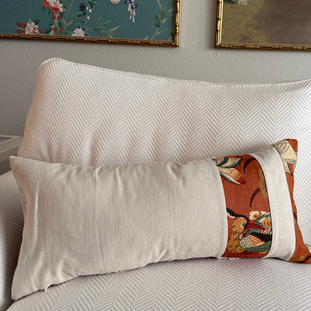 Lotus Garden Lacquer Lumbar Pillow 12″ × 24″