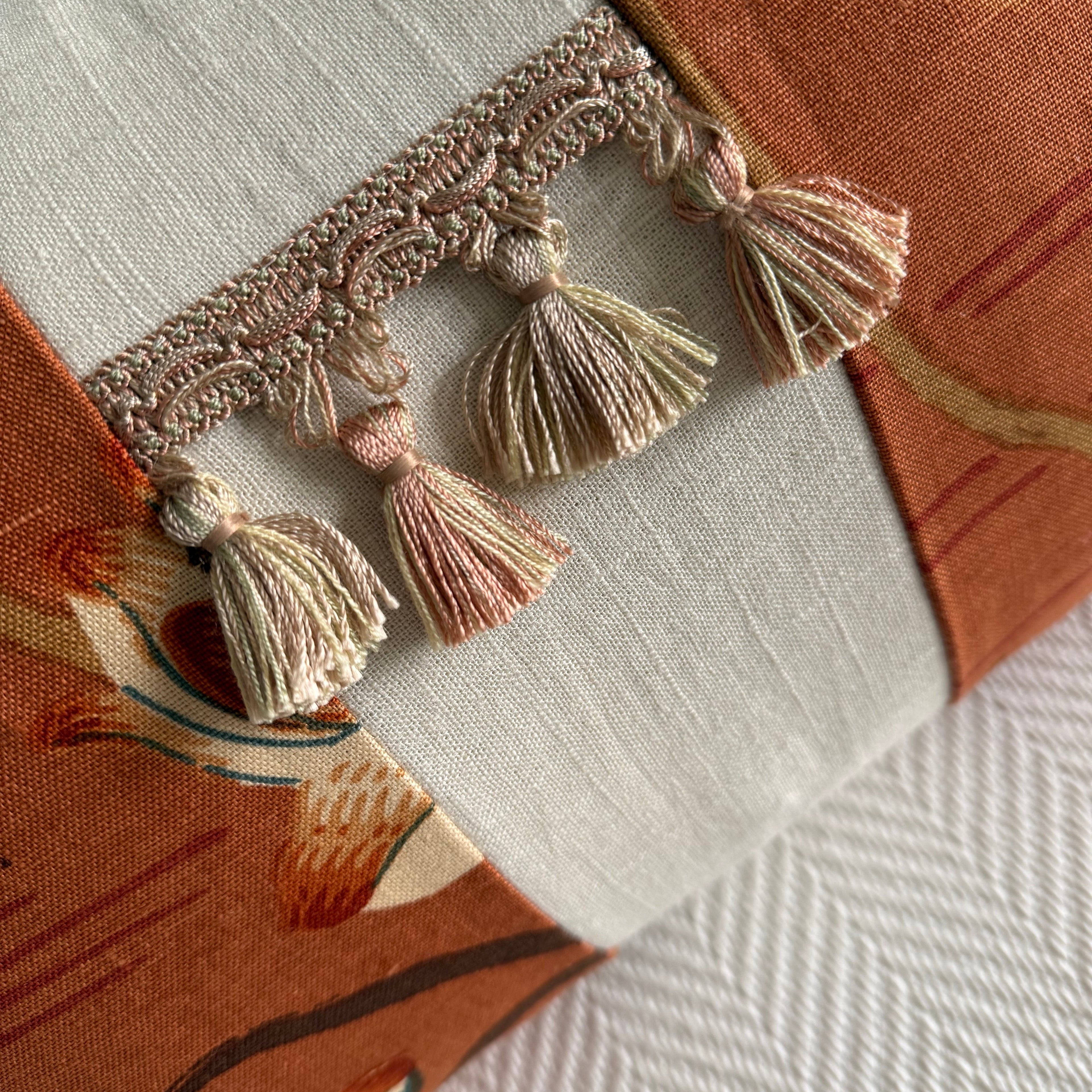 Lotus Tassels Lumbar Pillow 12″ × 19″