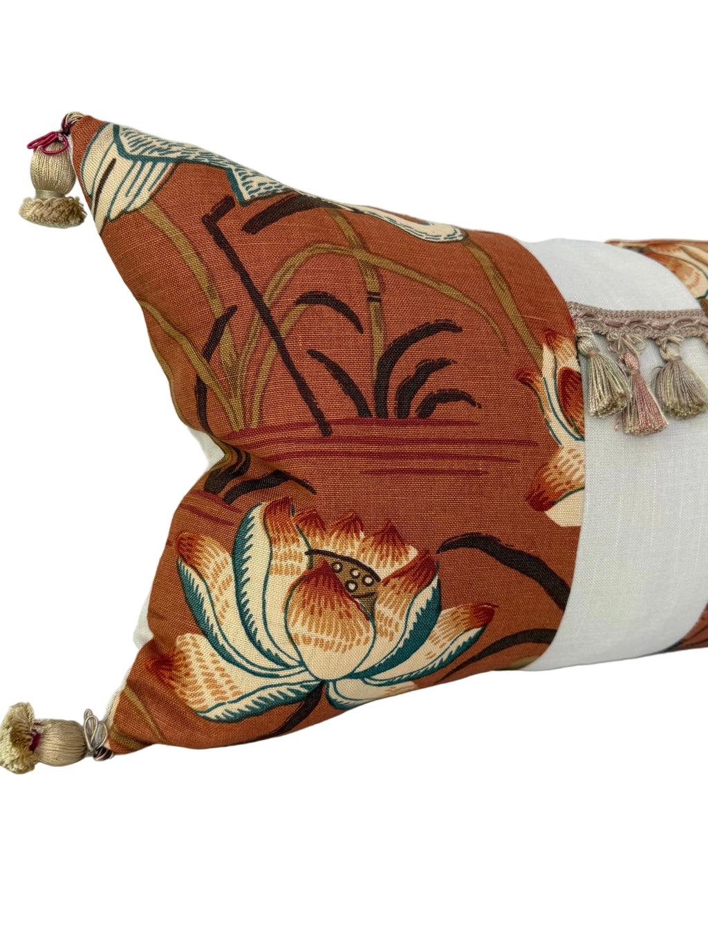 Lotus Tassels Lumbar Pillow 12″ × 19″