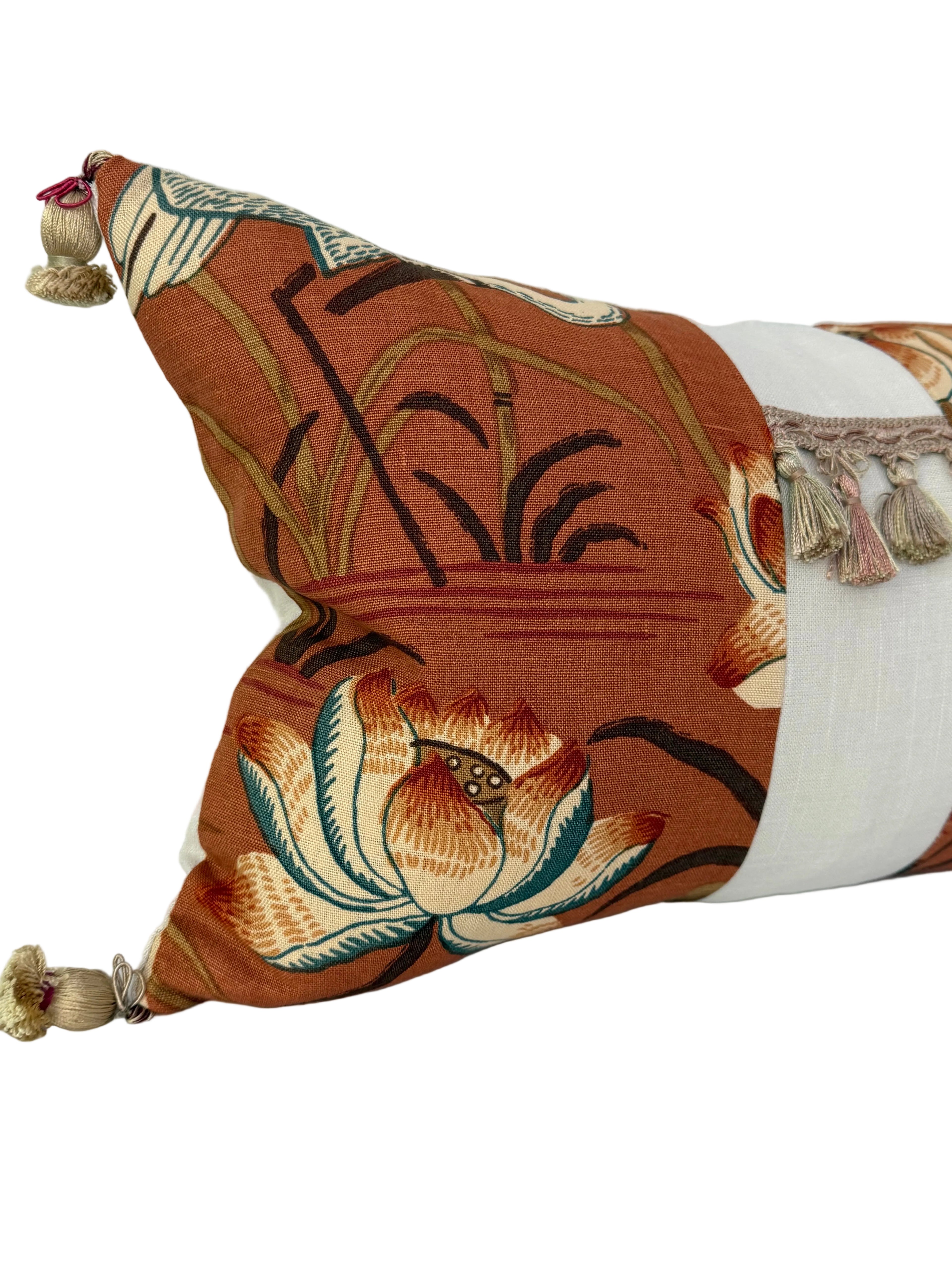 Lotus Tassels Lumbar Pillow 12″ × 19″