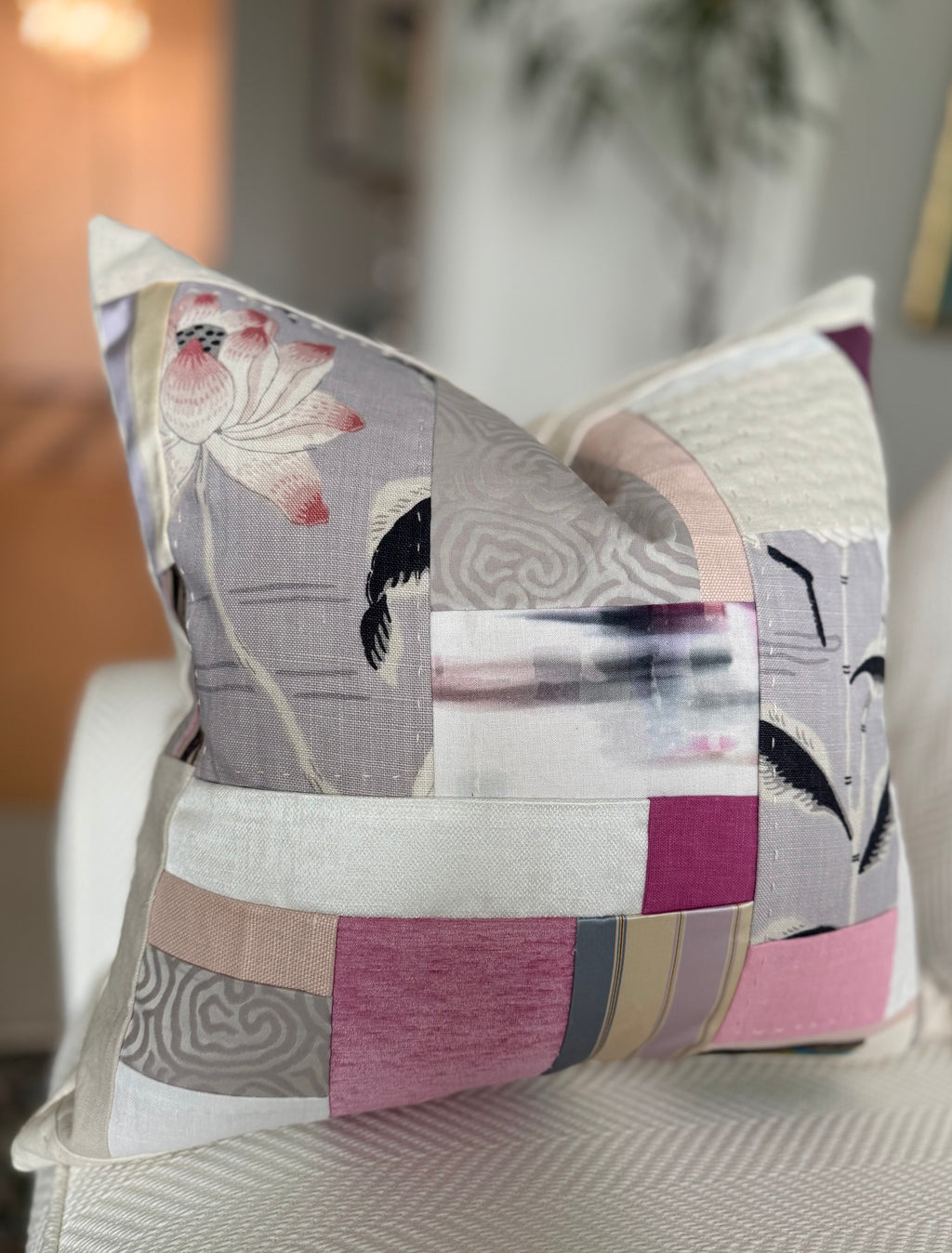 Lotus Lilac Patchwork 21″ × 21″