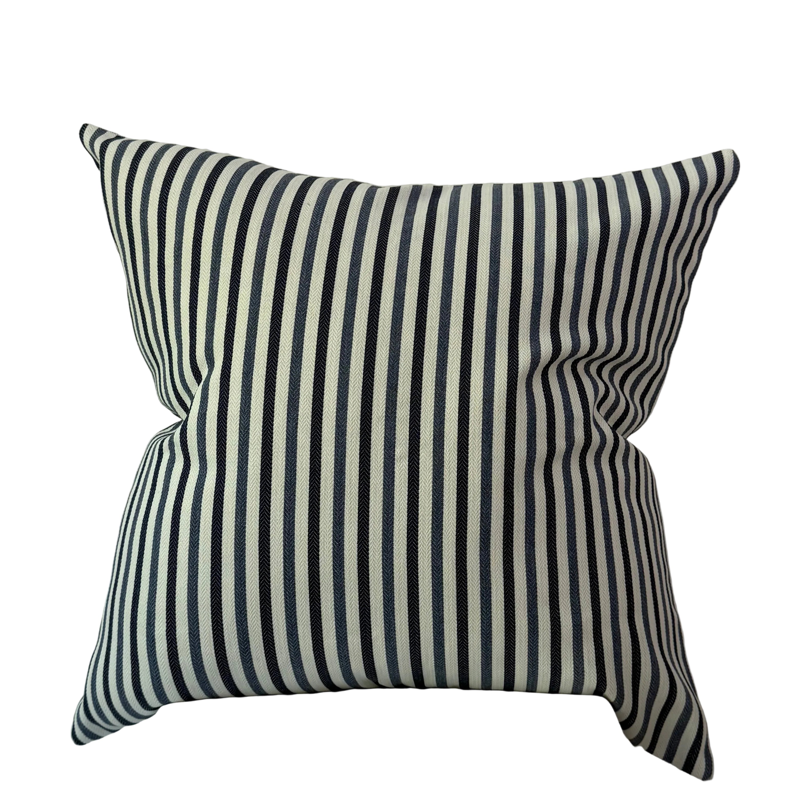 Shorebirds Ticking Nautical Blue Outdoor Pillow 24″ × 24″