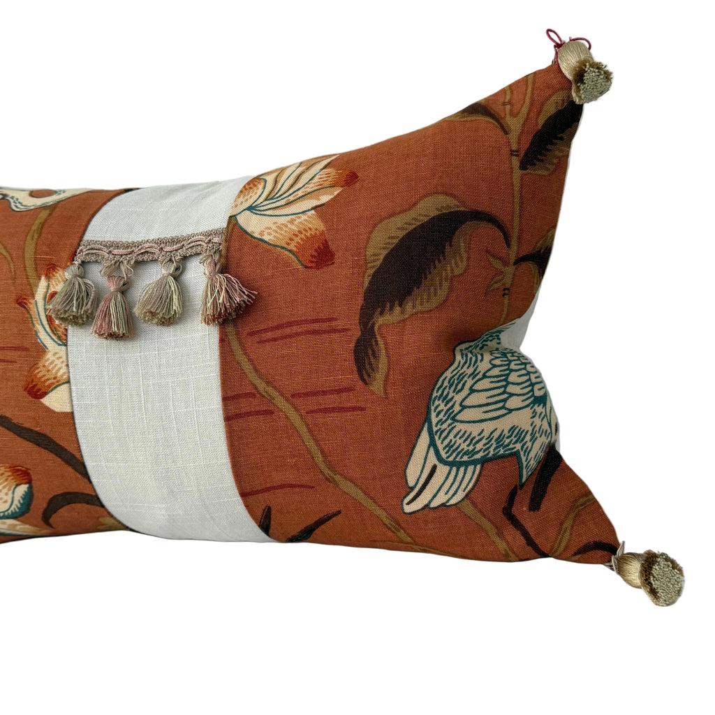 Lotus Tassels Lumbar Pillow 12″ × 19″