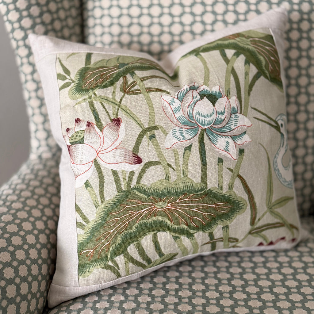 Lotus Garden Pillow 19″ × 19″