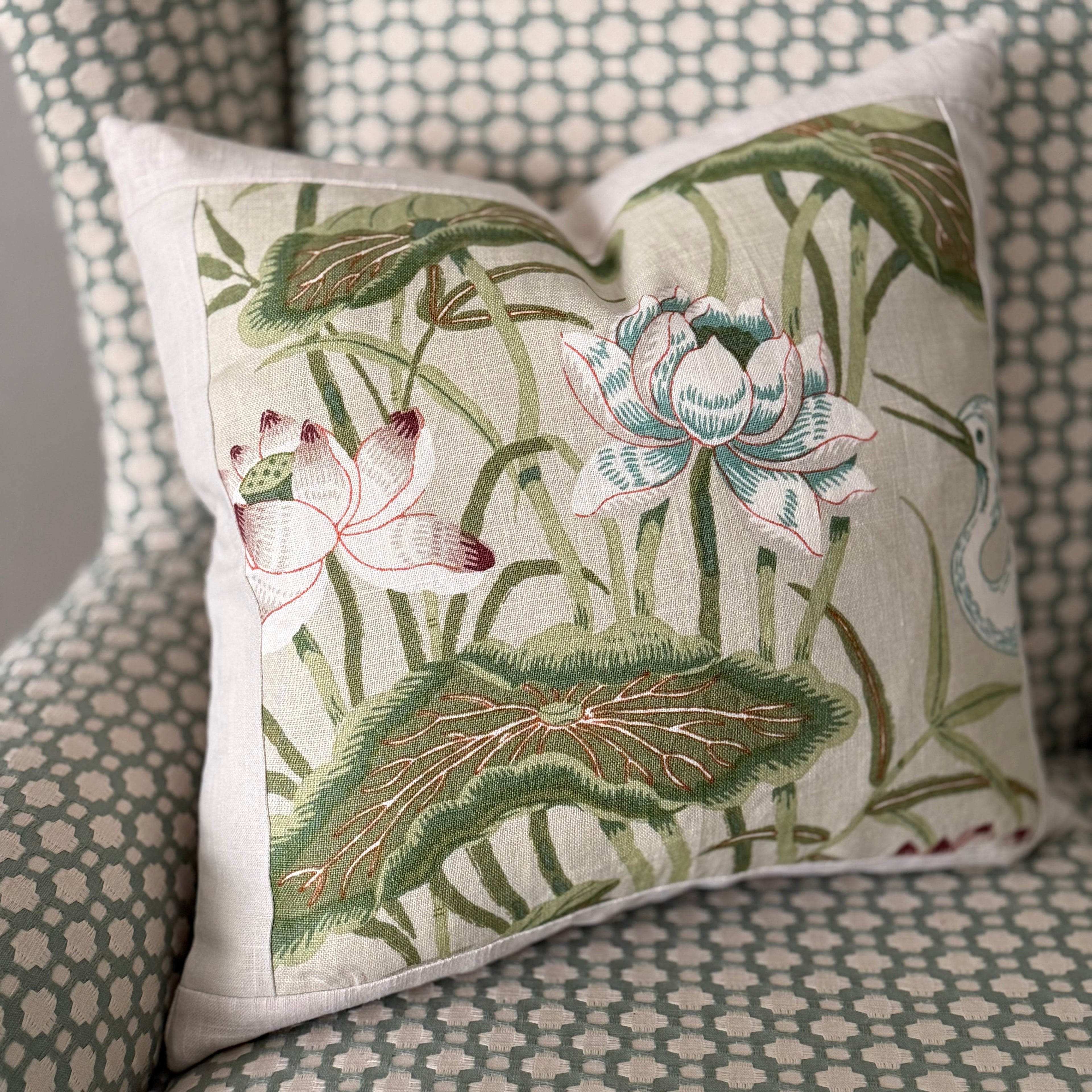 Lotus Garden Pillow 19″ × 19″