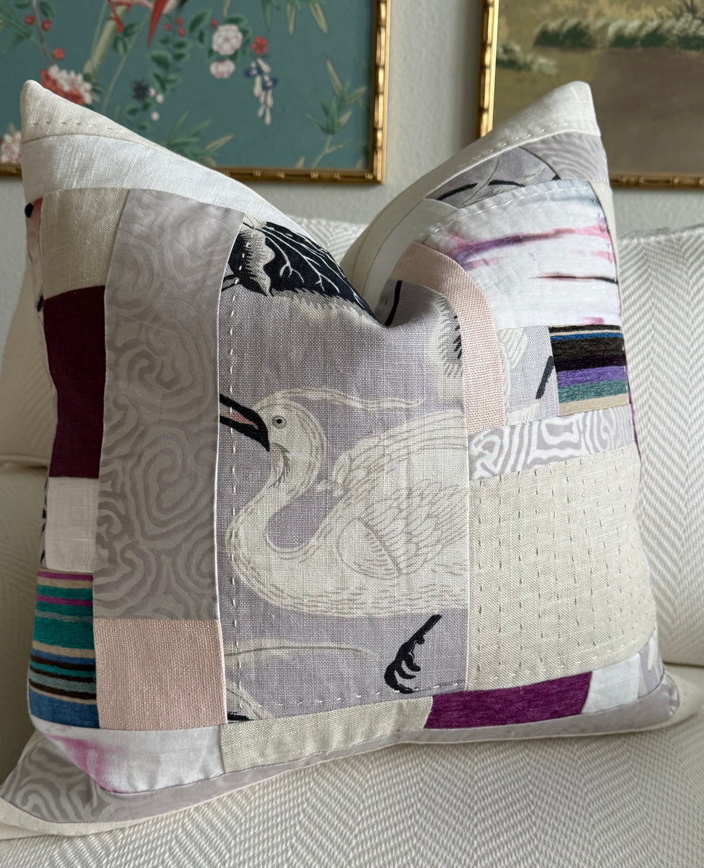 Crane Lilac Patchwork 21″ × 21″
