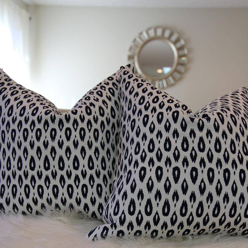 Navy Spotted Ikat Pillow 18" × 18"