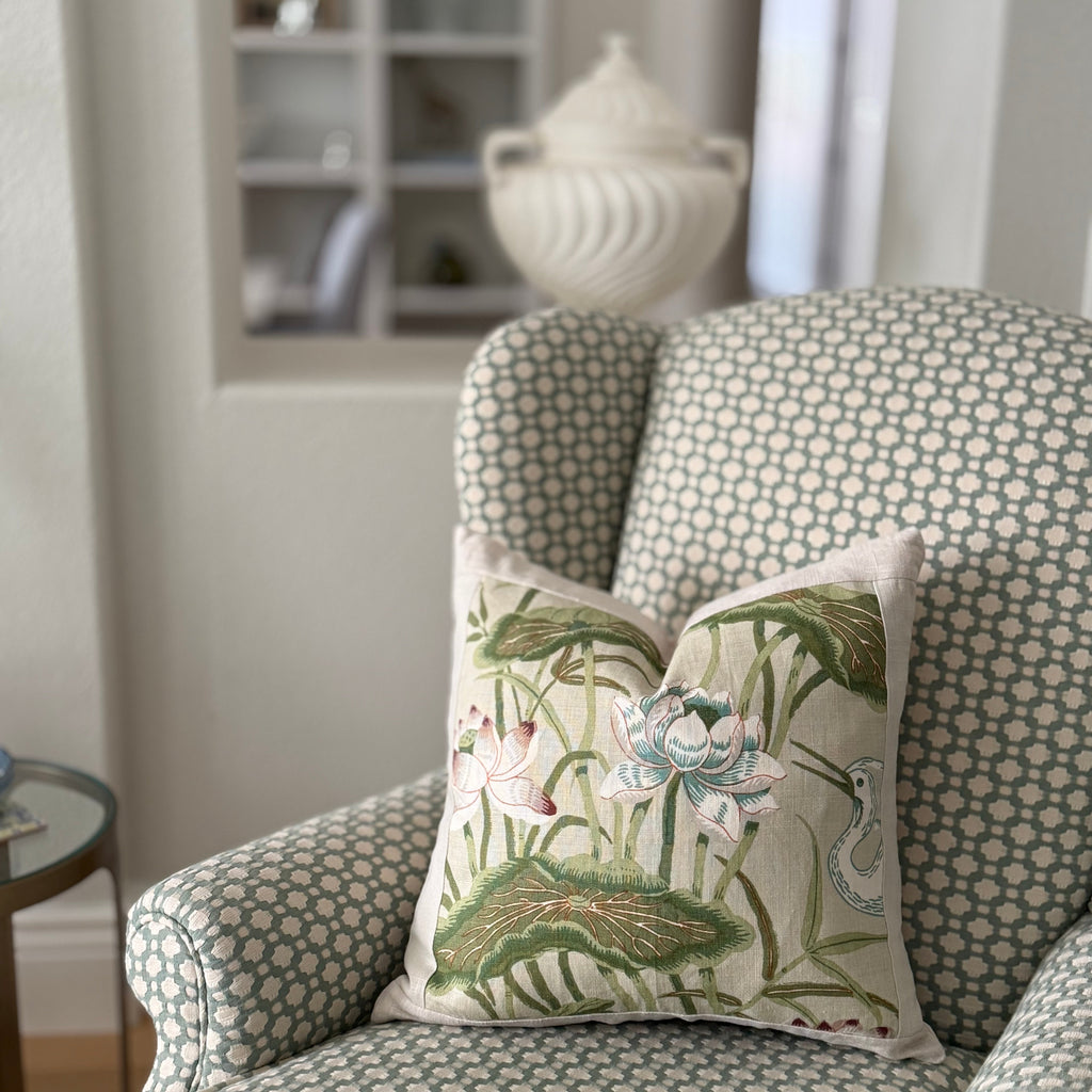 Lotus Garden Pillow 19″ × 19″