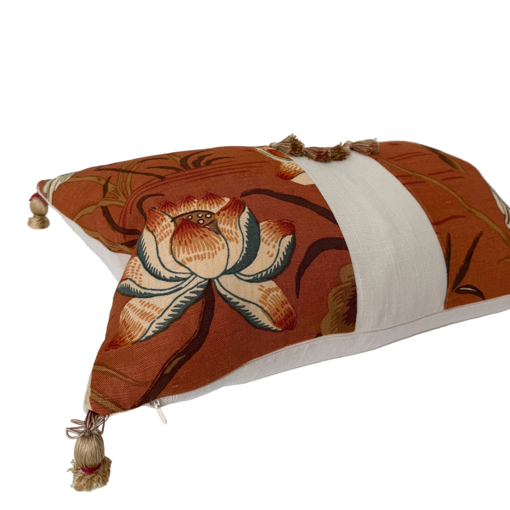 Lotus Tassels Lumbar Pillow 12″ × 19″