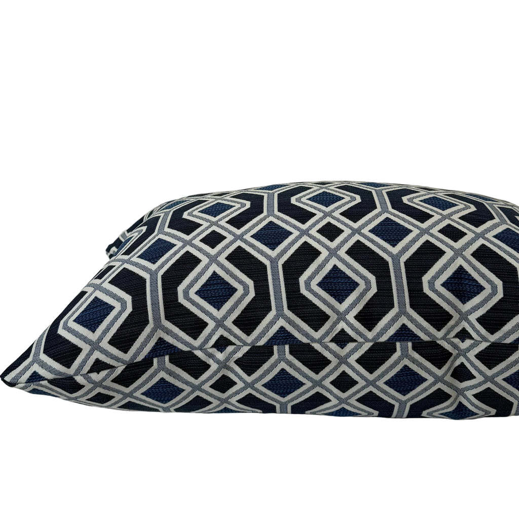 Navy Diamond Lattice Trellis Pillow 16″ × 26″