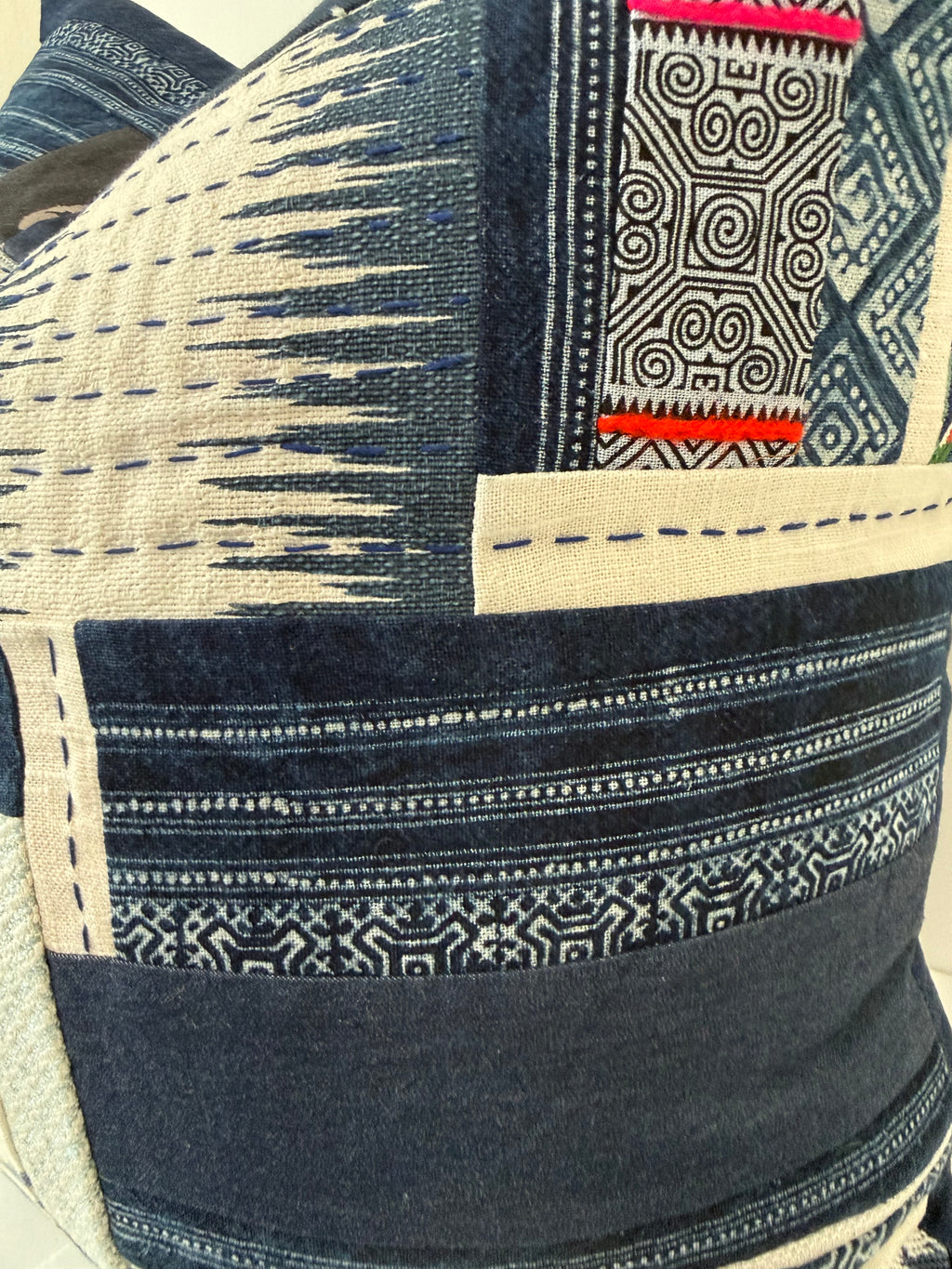 Indigo Patchwork Pillow 22″ × 22″