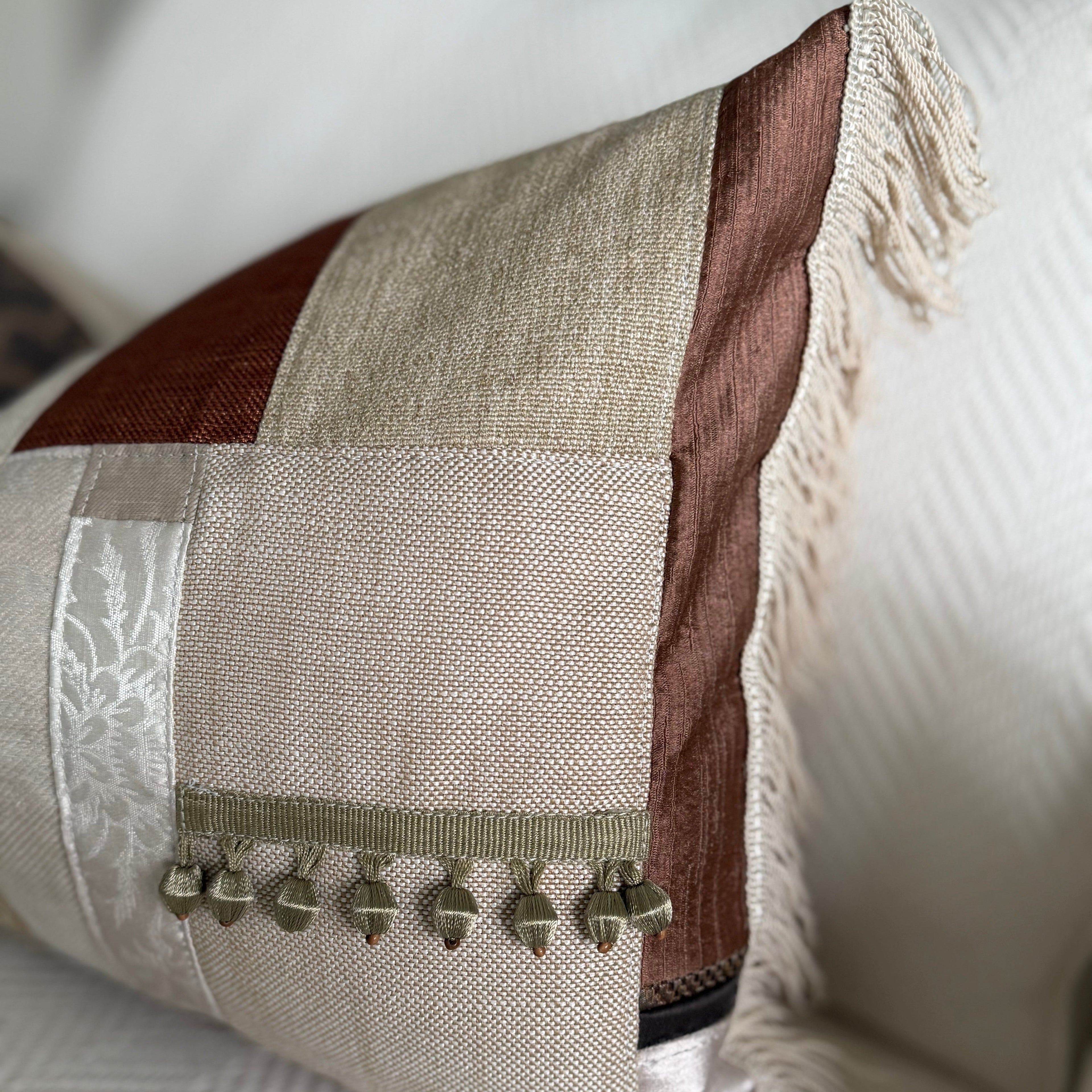 Lux Patchwork with Fringe Pillows - 14" × 24"
