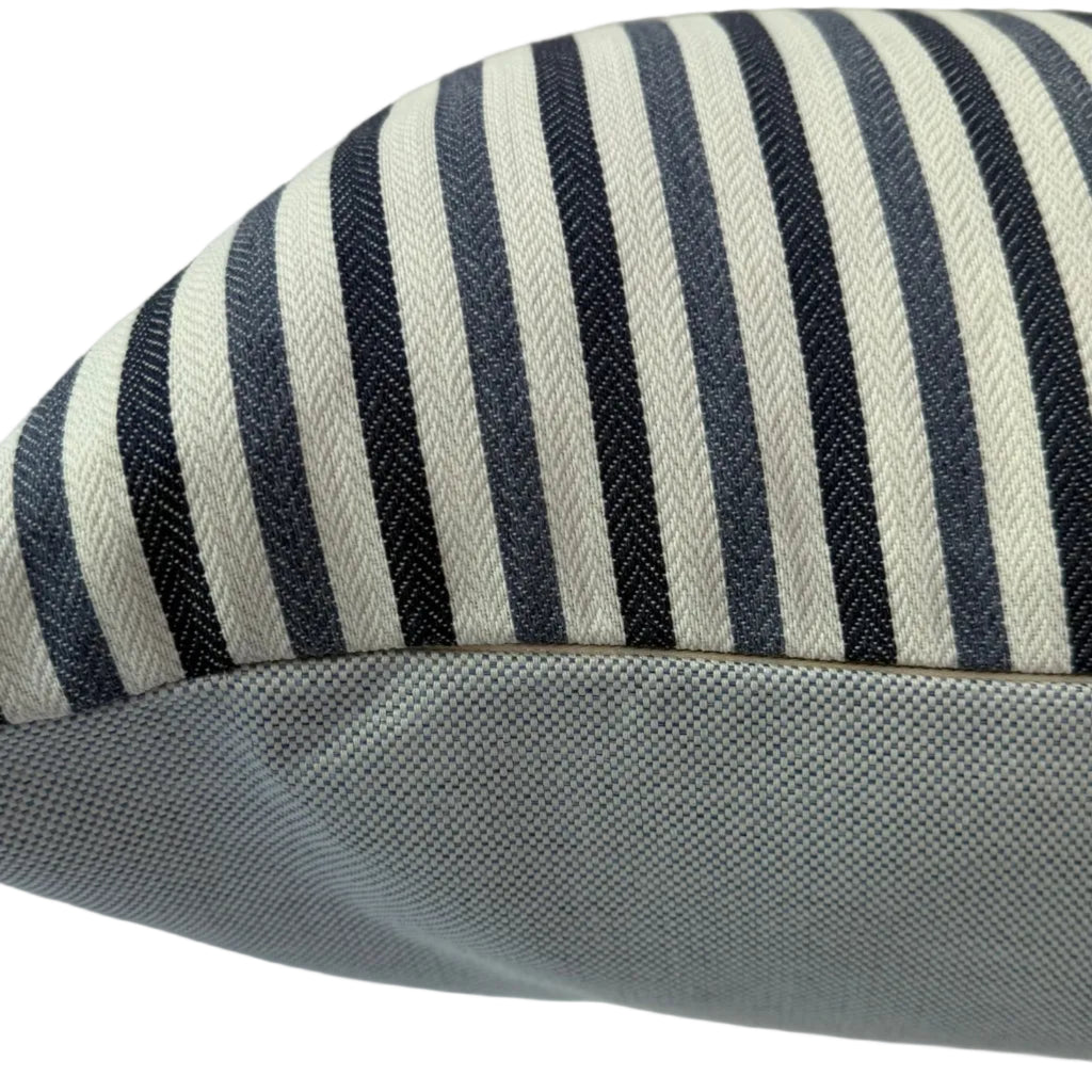 Shorebirds Ticking Nautical Blue Outdoor Pillow 24″ × 24″