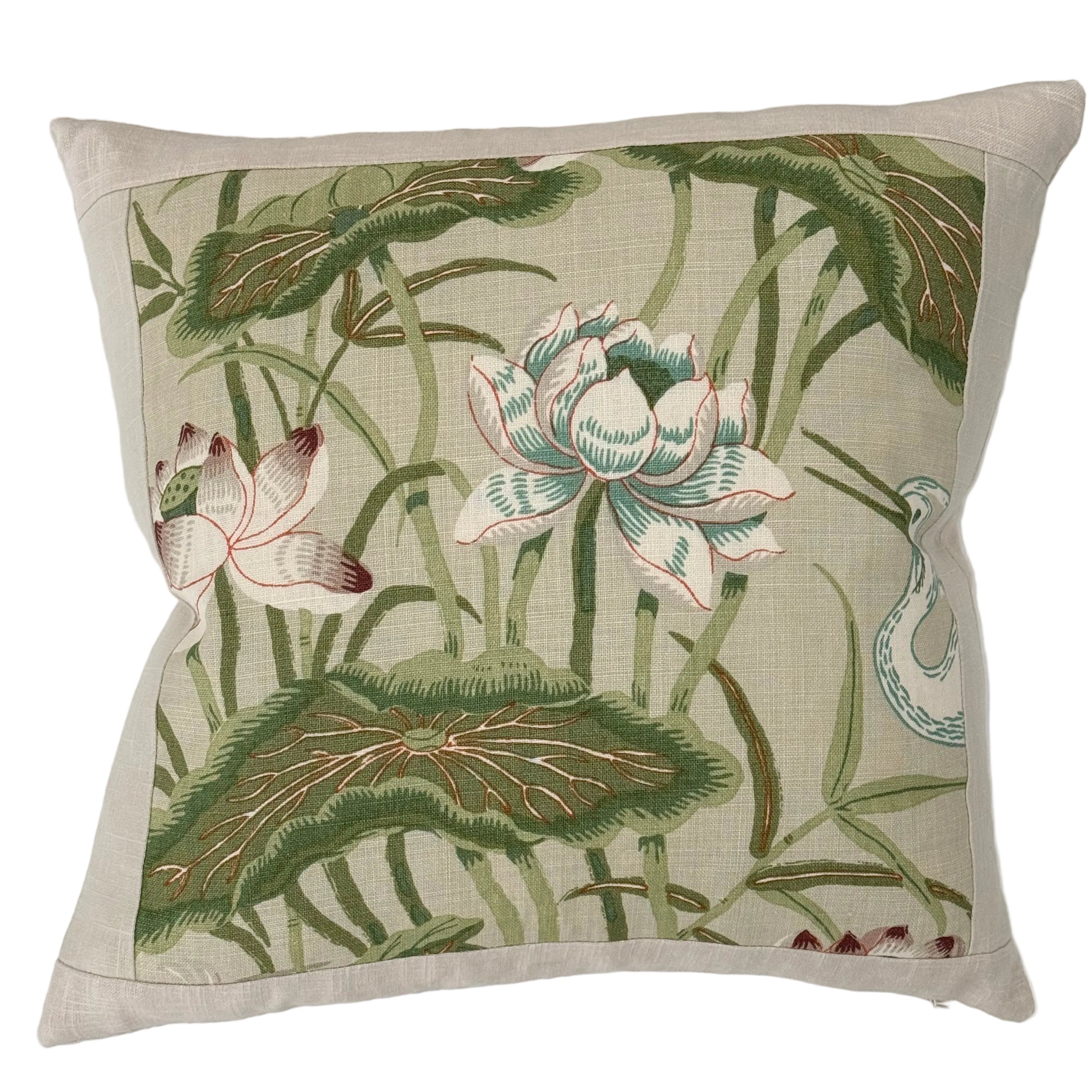 Lotus Garden Pillow 19″ × 19″