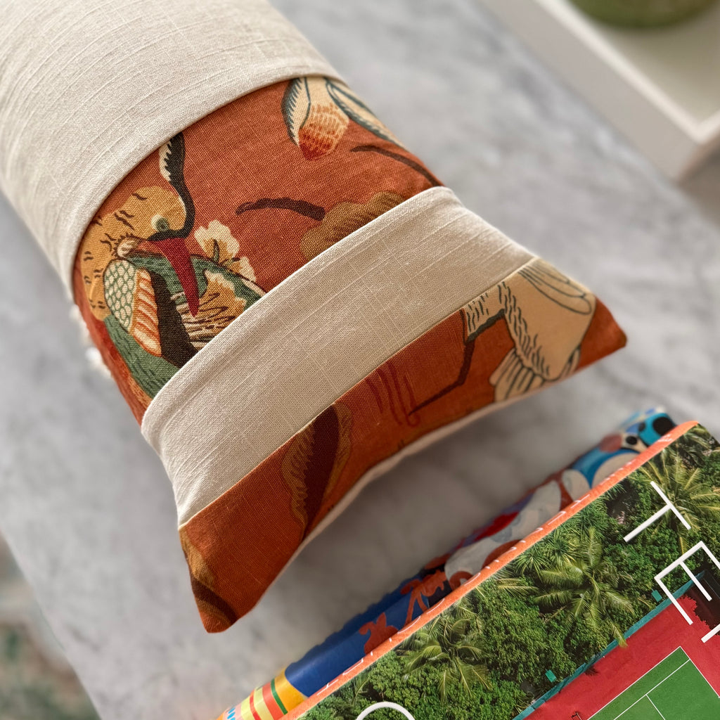 Lotus Garden Lacquer Lumbar Pillow 12″ × 24″
