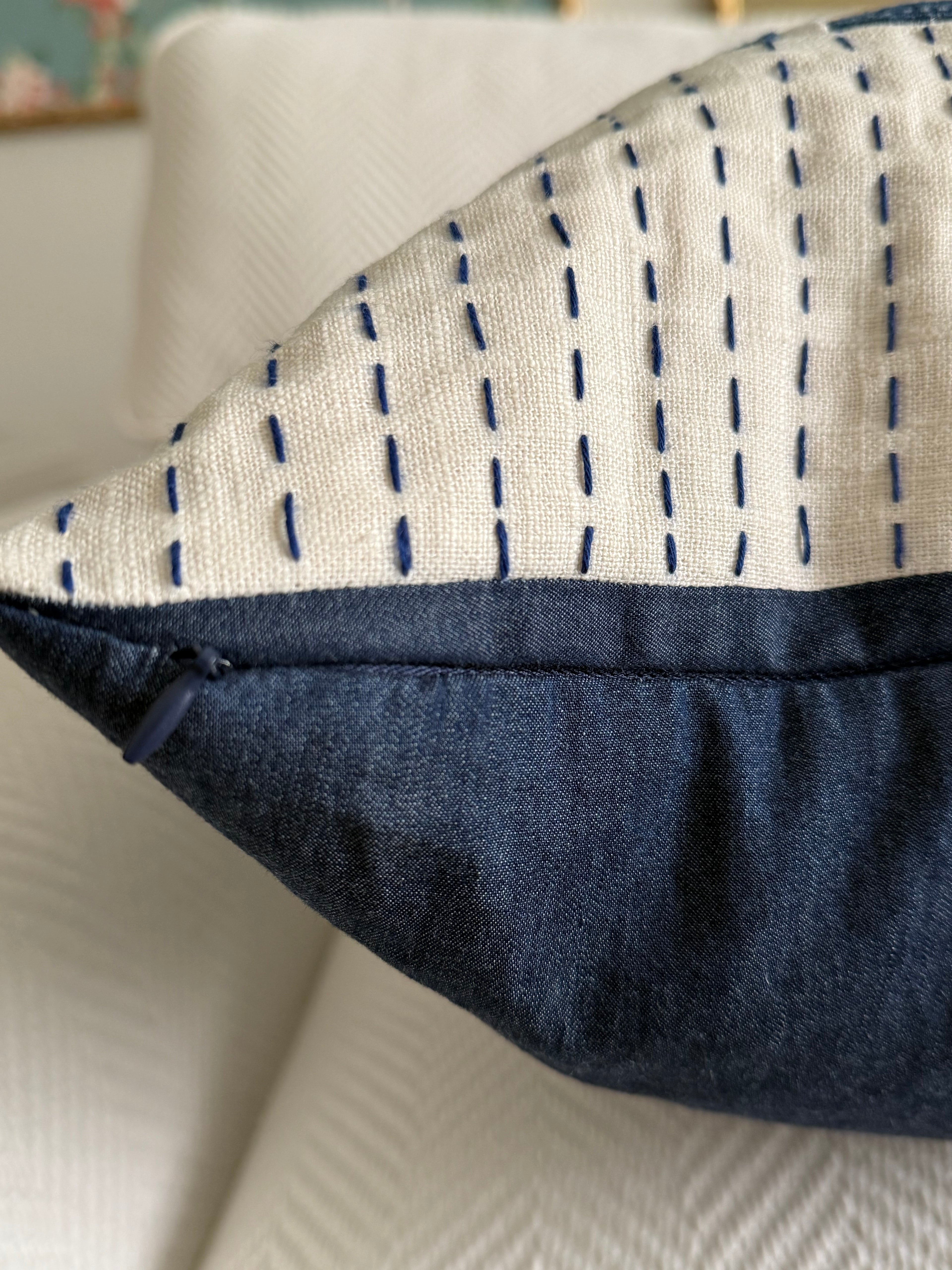 Indigo Patchwork Pillow 22″ × 22″