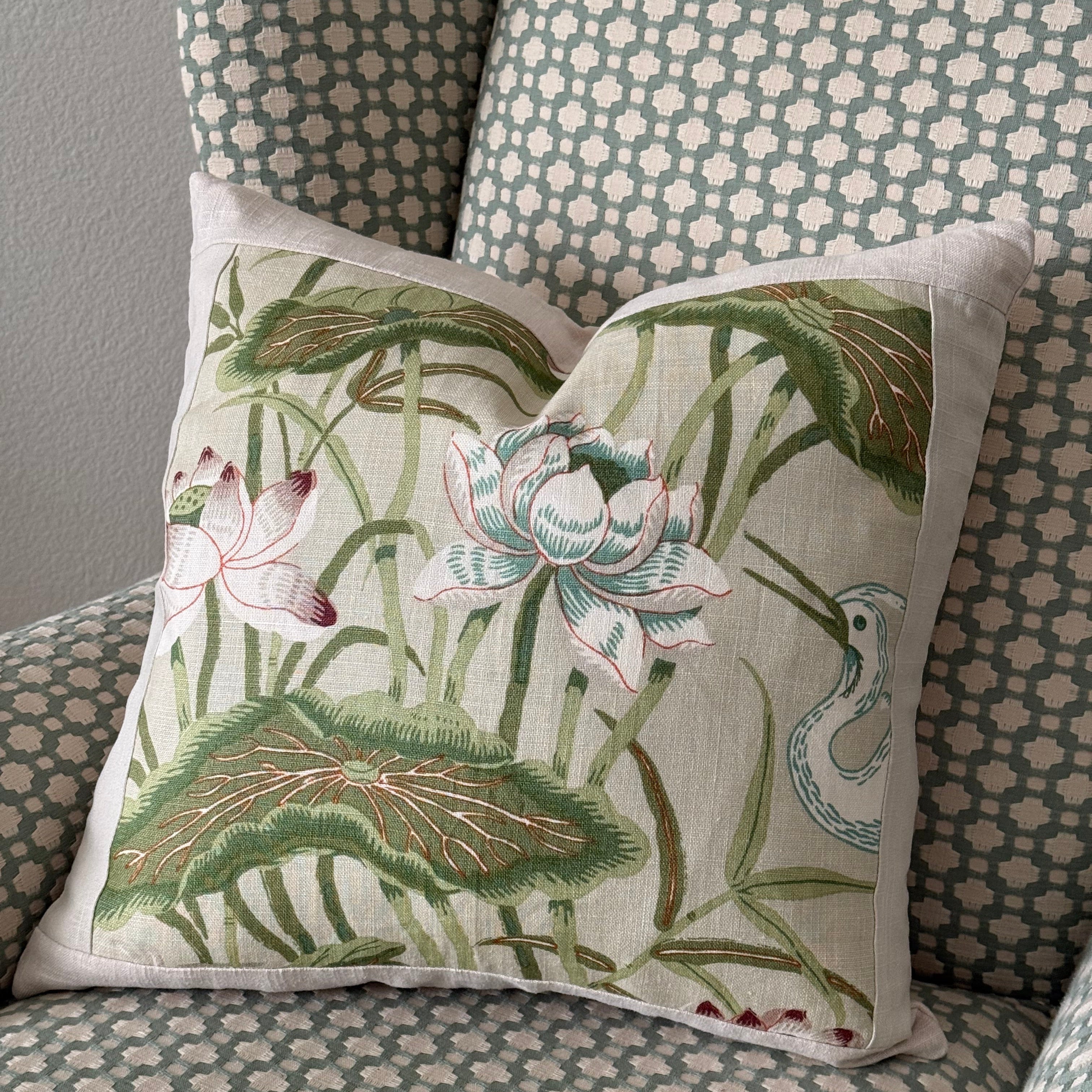 Lotus Garden Pillow 19″ × 19″