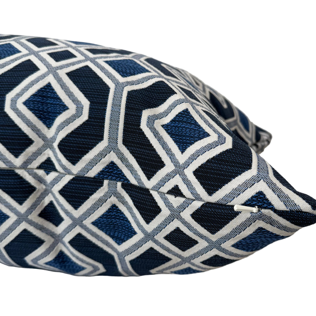 Navy Diamond Lattice Trellis Pillow 16″ × 26″