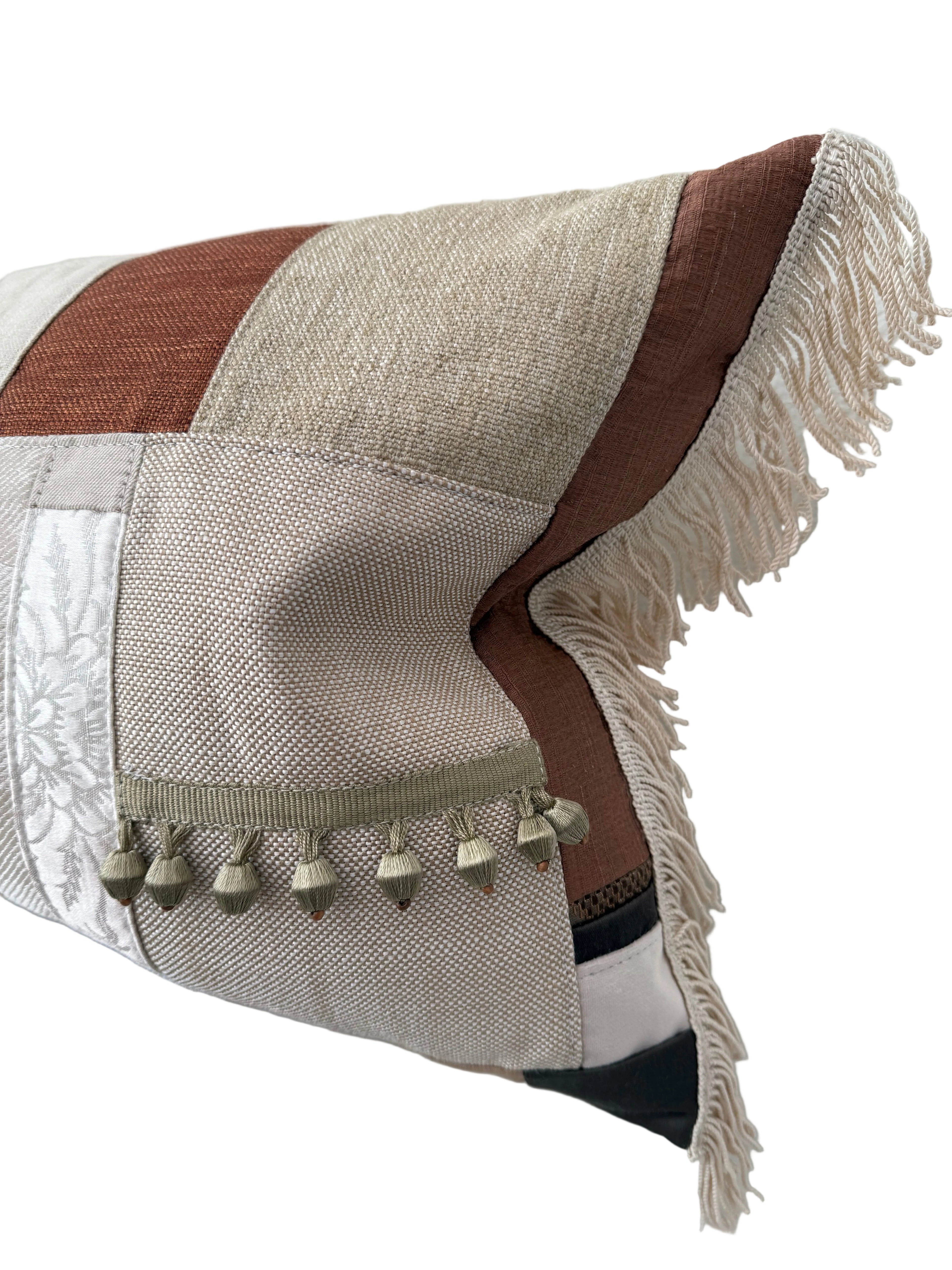 Lux Patchwork with Fringe Pillows - 14" × 24"