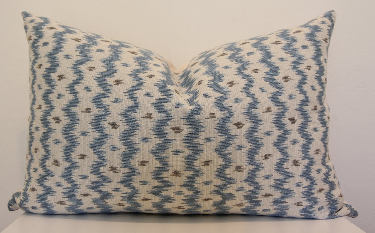 Ikat Light Blue Lumbar Pillow 16” x 24”