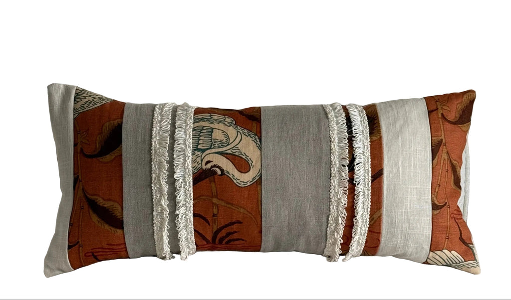Lotus Garden Lacquer Lumbar Pillow 12″ × 24″