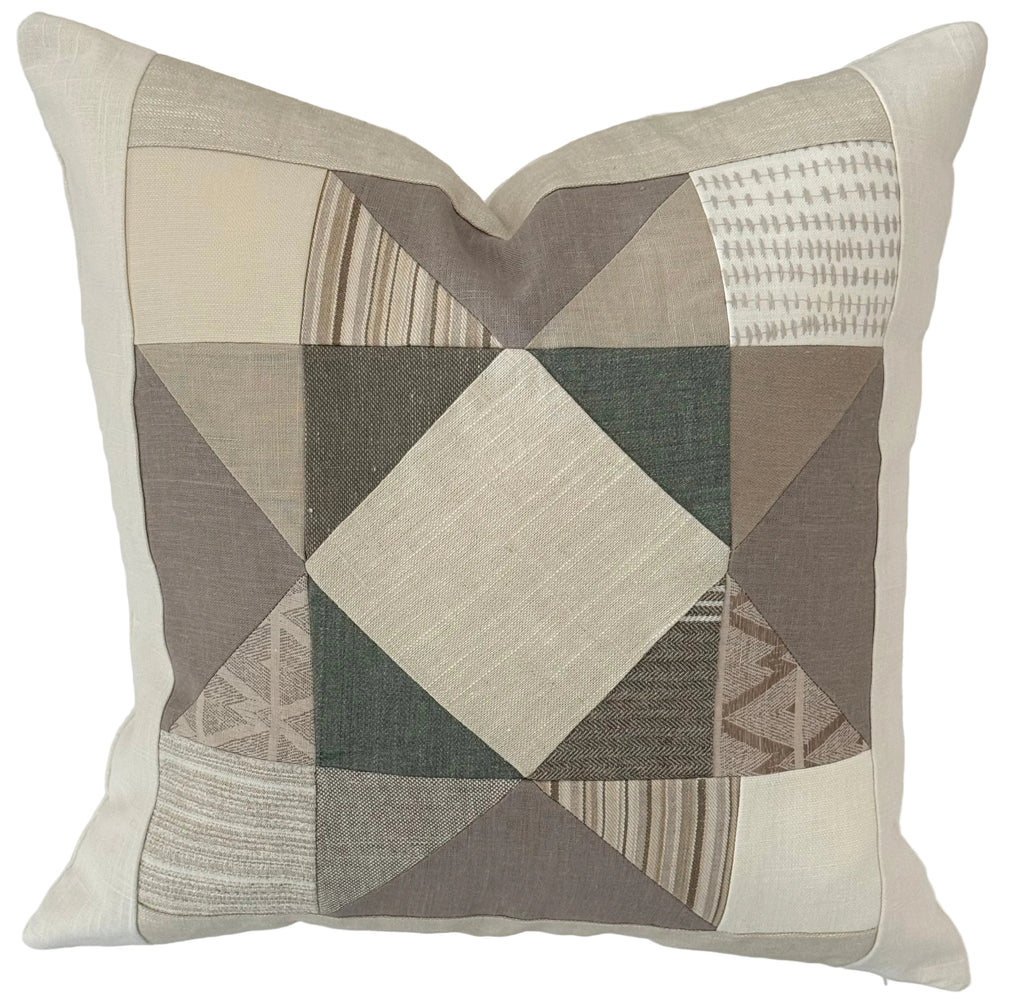 Linen Star Block II Patchwork 20" × 20"