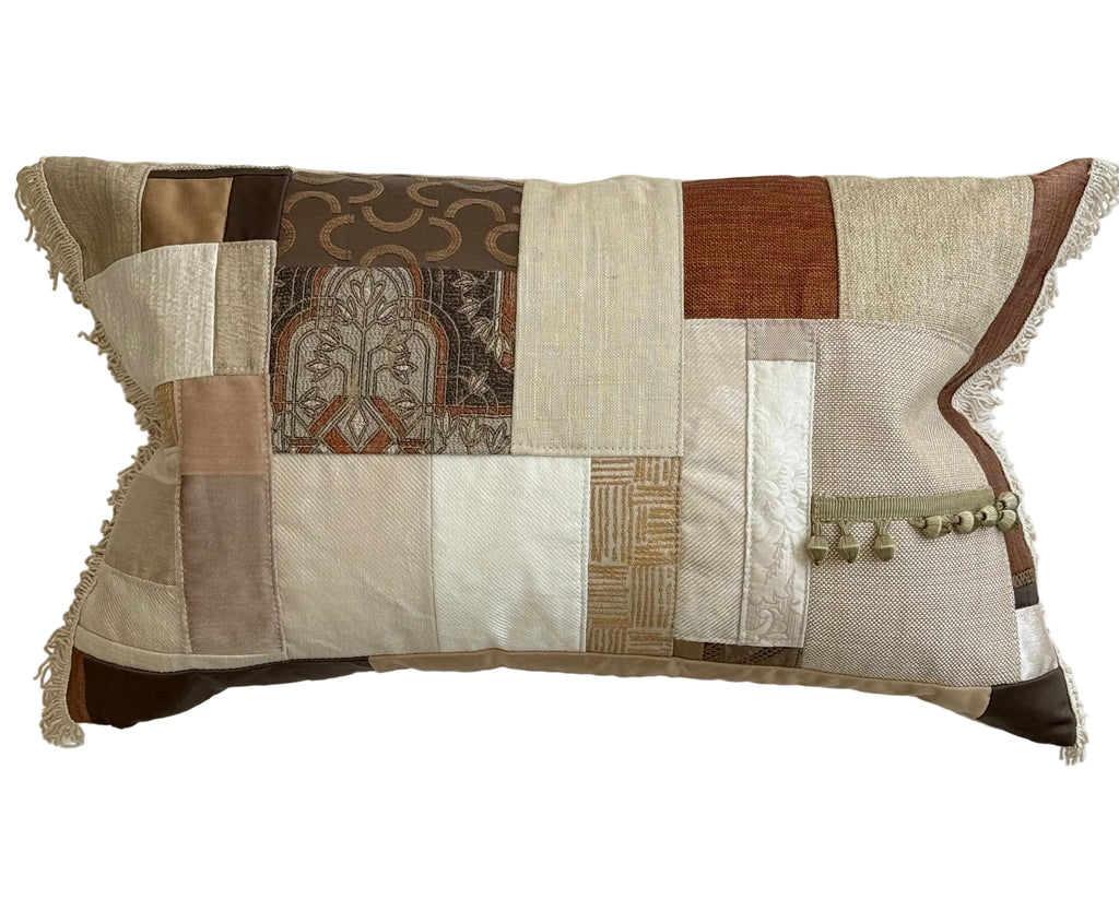 Lux Patchwork with Fringe Pillows - 14" × 24"