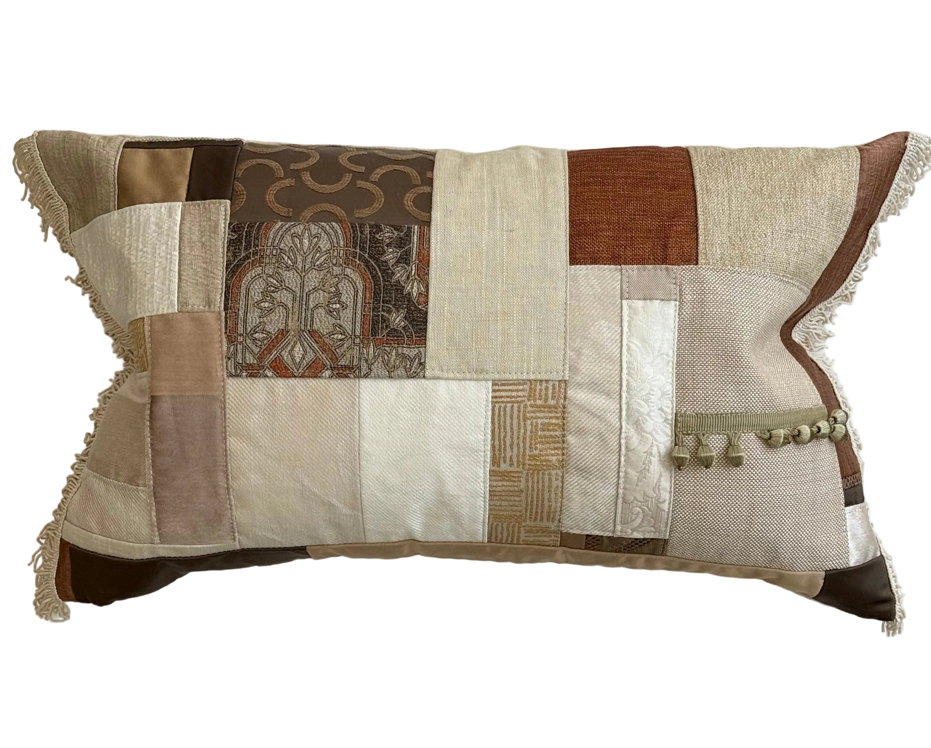 Lux Patchwork with Fringe Pillows - 14" × 24"