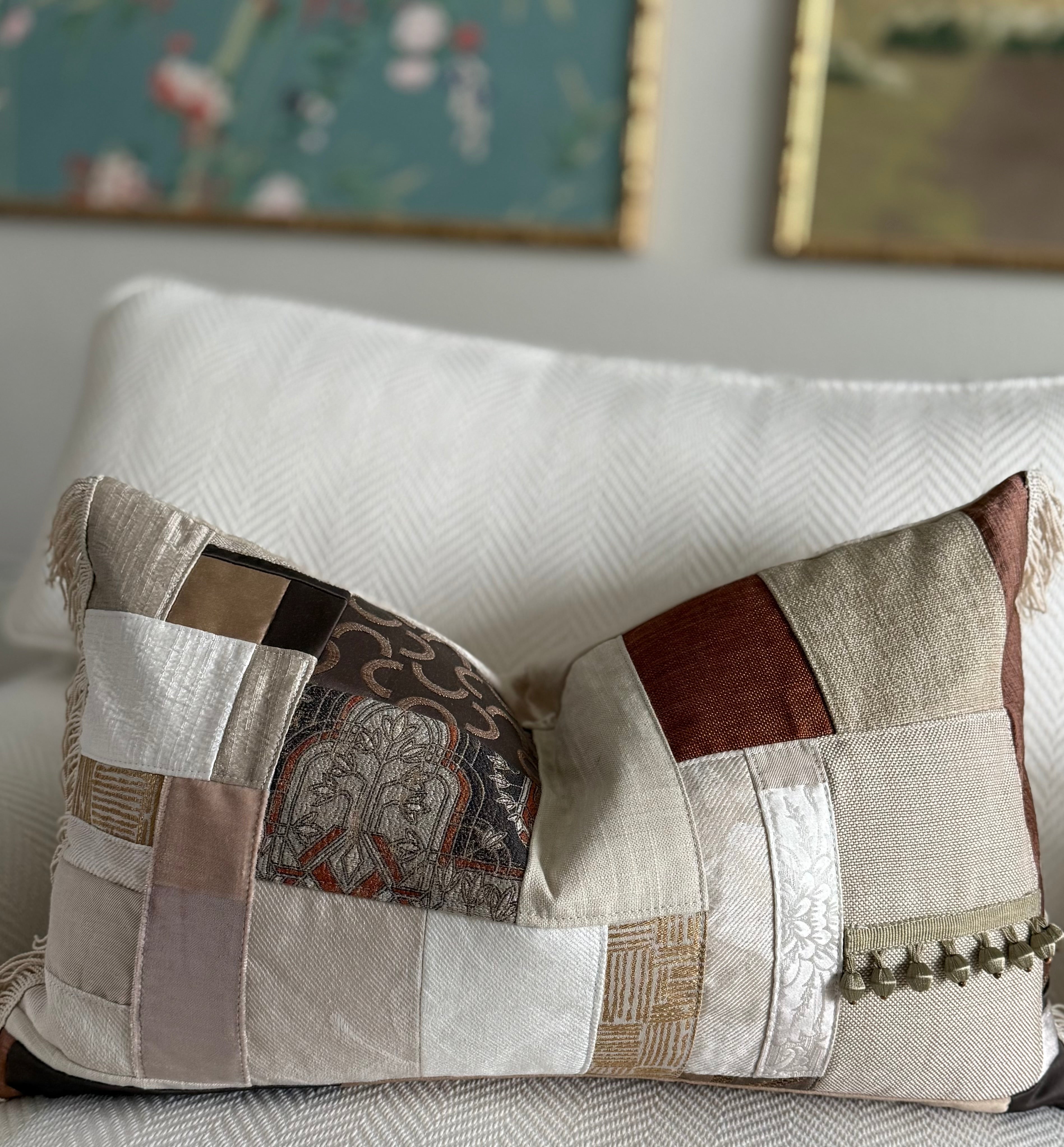 Lux Patchwork with Fringe Pillows - 14" × 24"