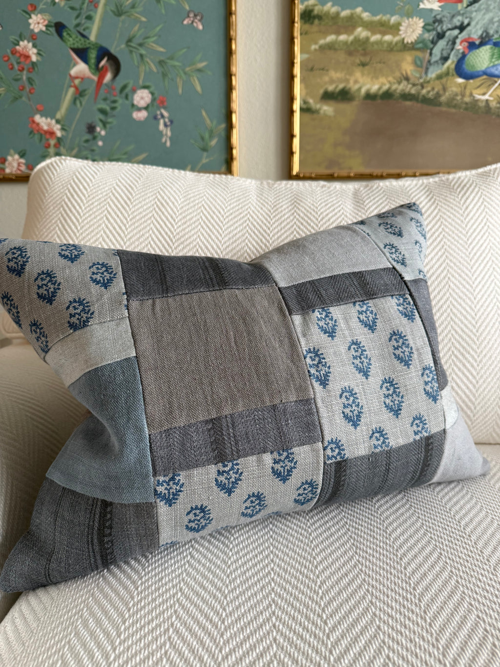 All Linen Rajmata Patchwork Pillow 14" × 20"