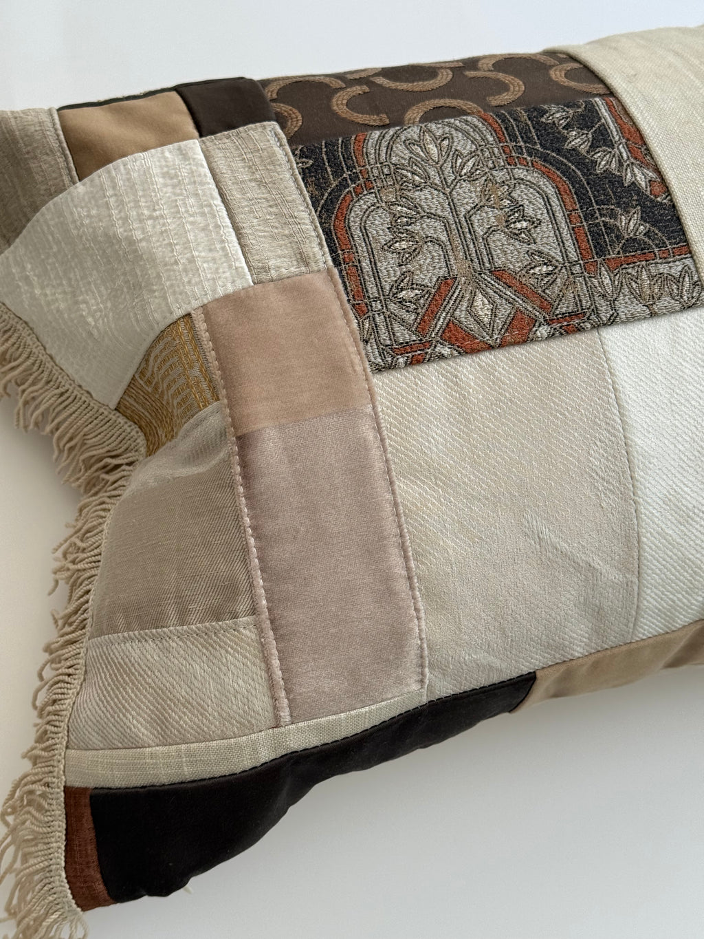 Lux Patchwork with Fringe Pillows - 14" × 24"