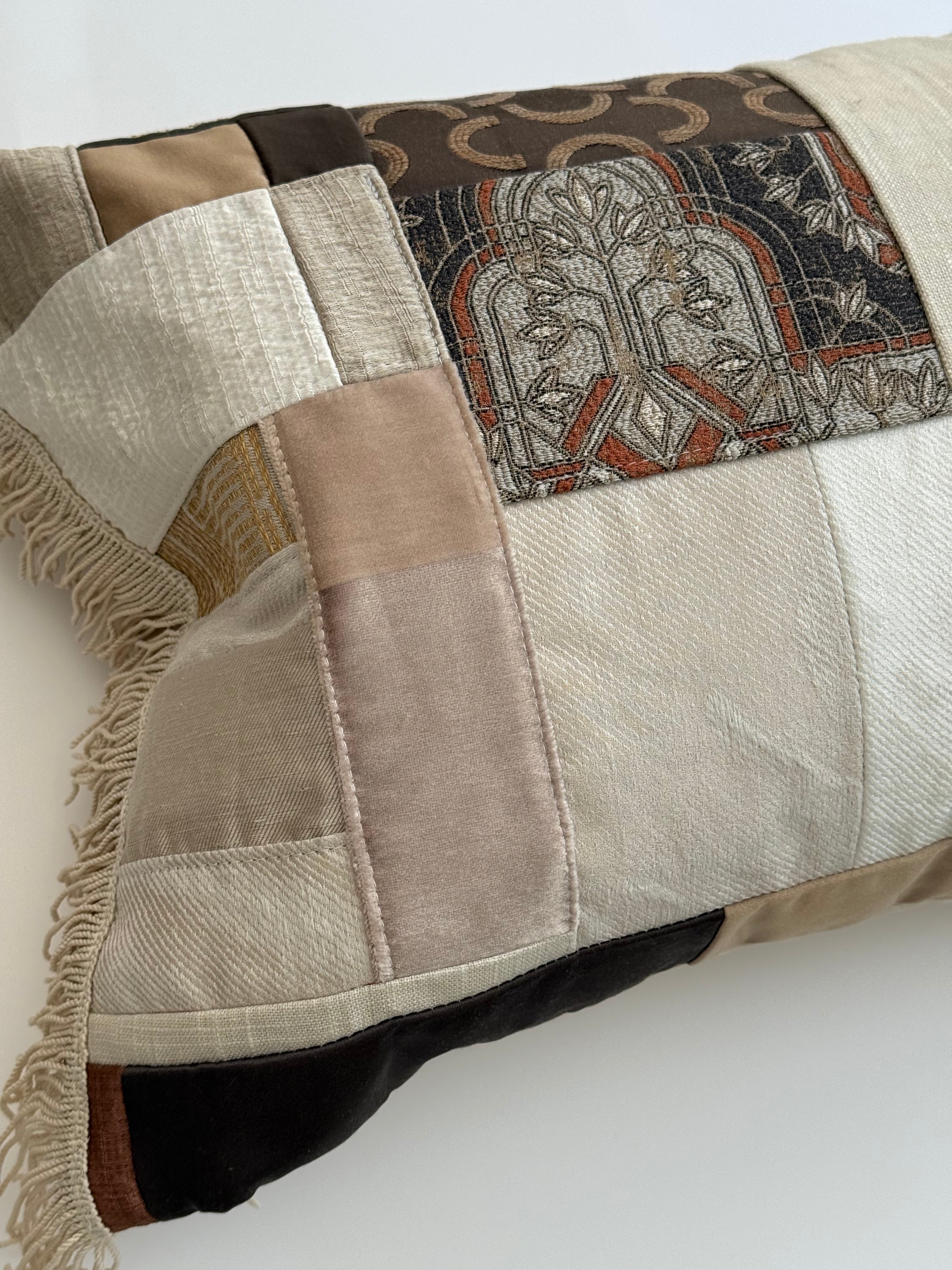 Lux Patchwork with Fringe Pillows - 14" × 24"