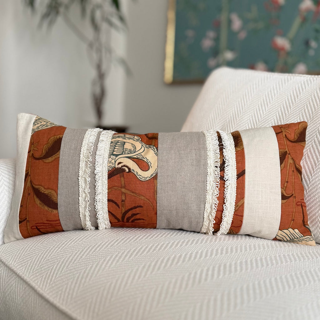 Lotus Garden Lacquer Lumbar Pillow 12″ × 24″