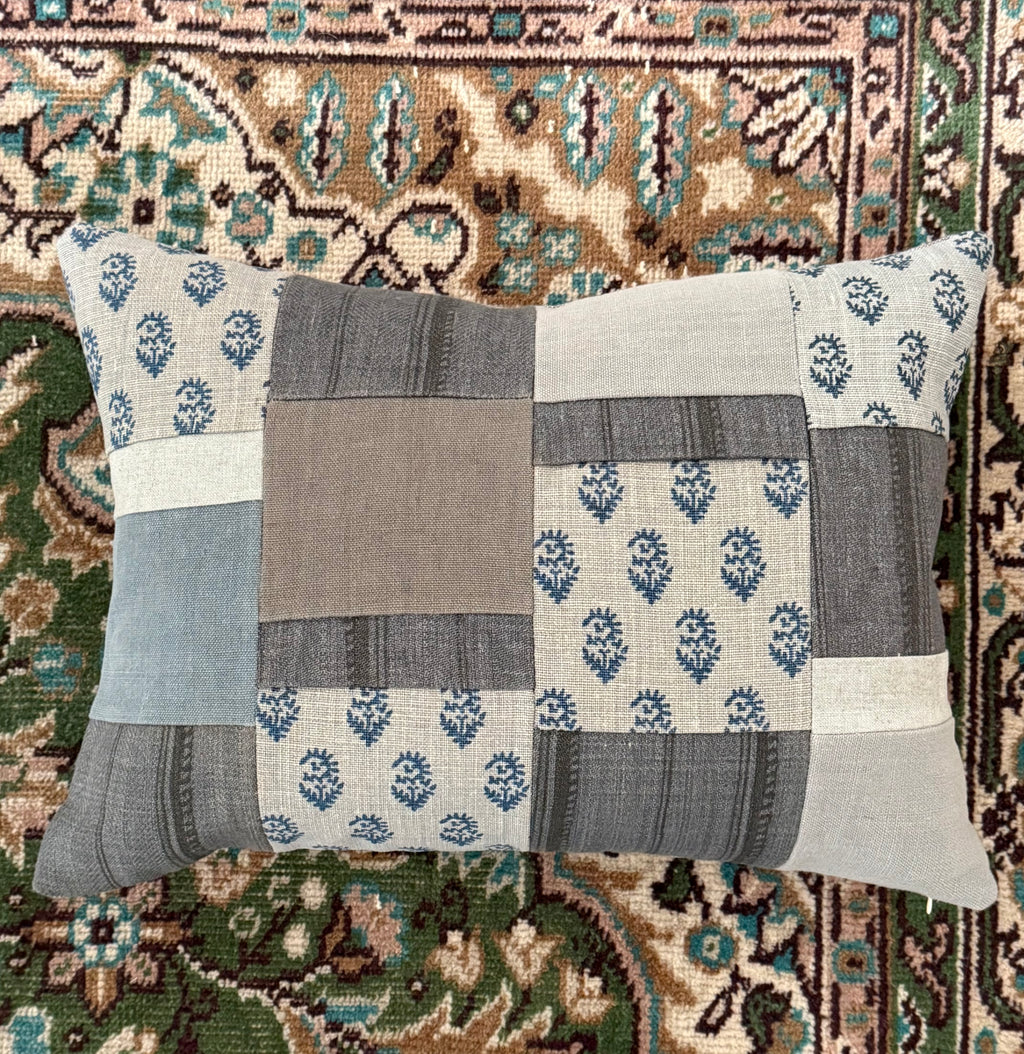 All Linen Rajmata Patchwork Pillow 14" × 20"
