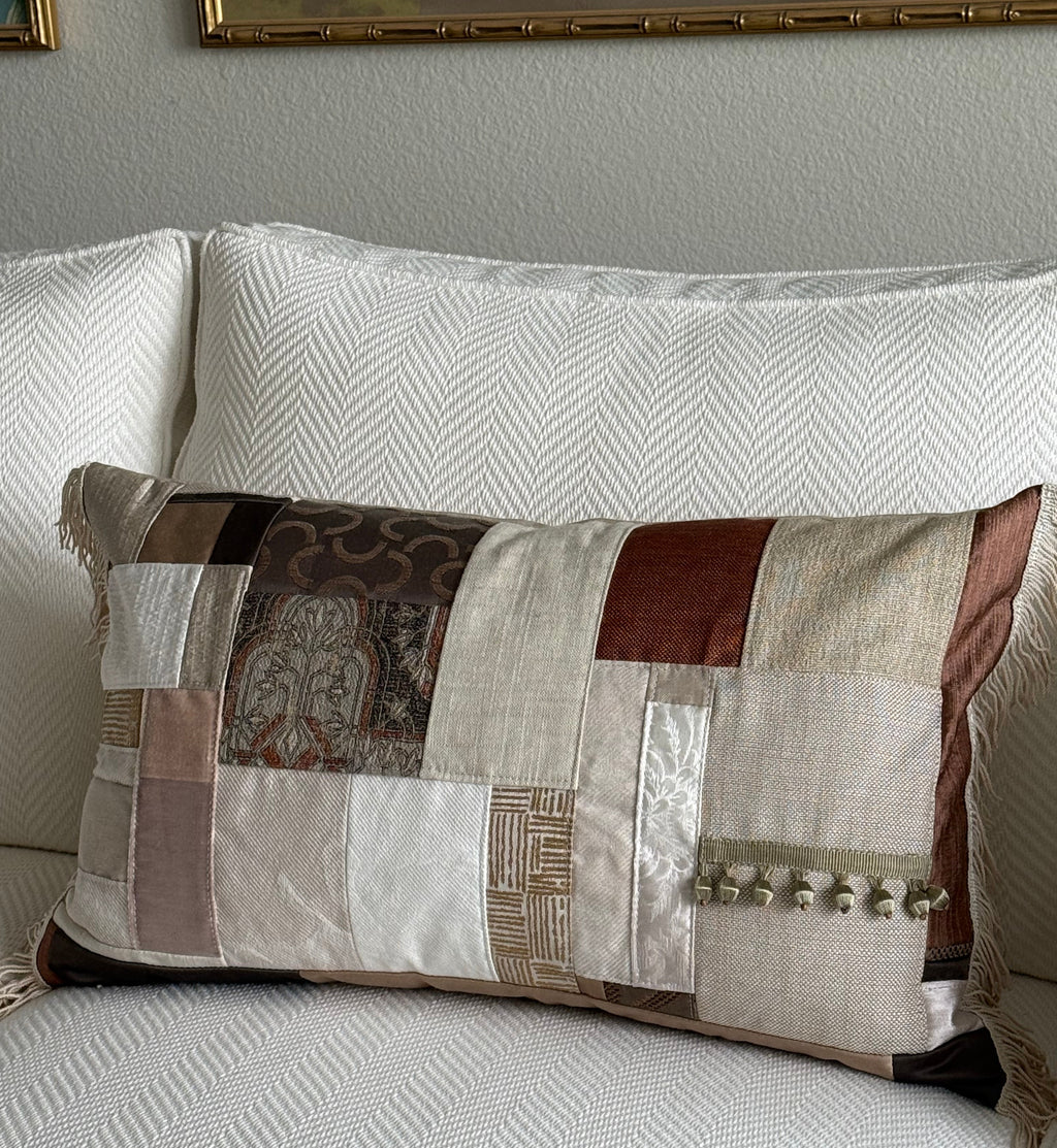 Lux Patchwork with Fringe Pillows - 14" × 24"