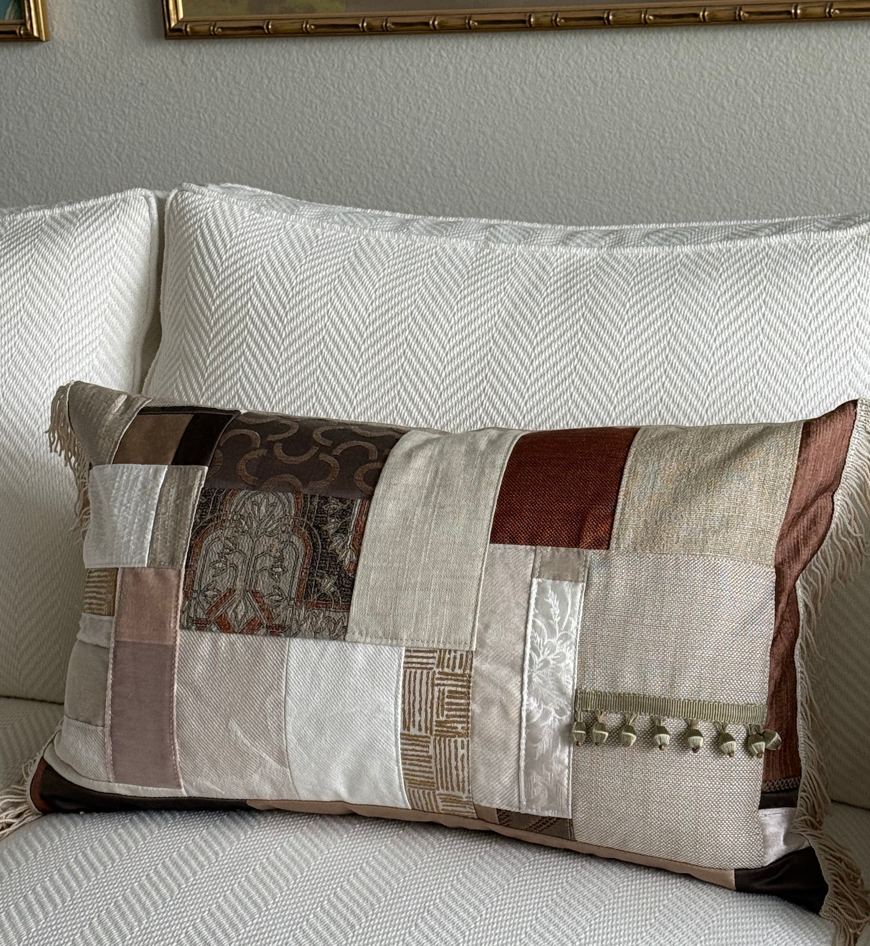 Lux Patchwork with Fringe Pillows - 14" × 24"