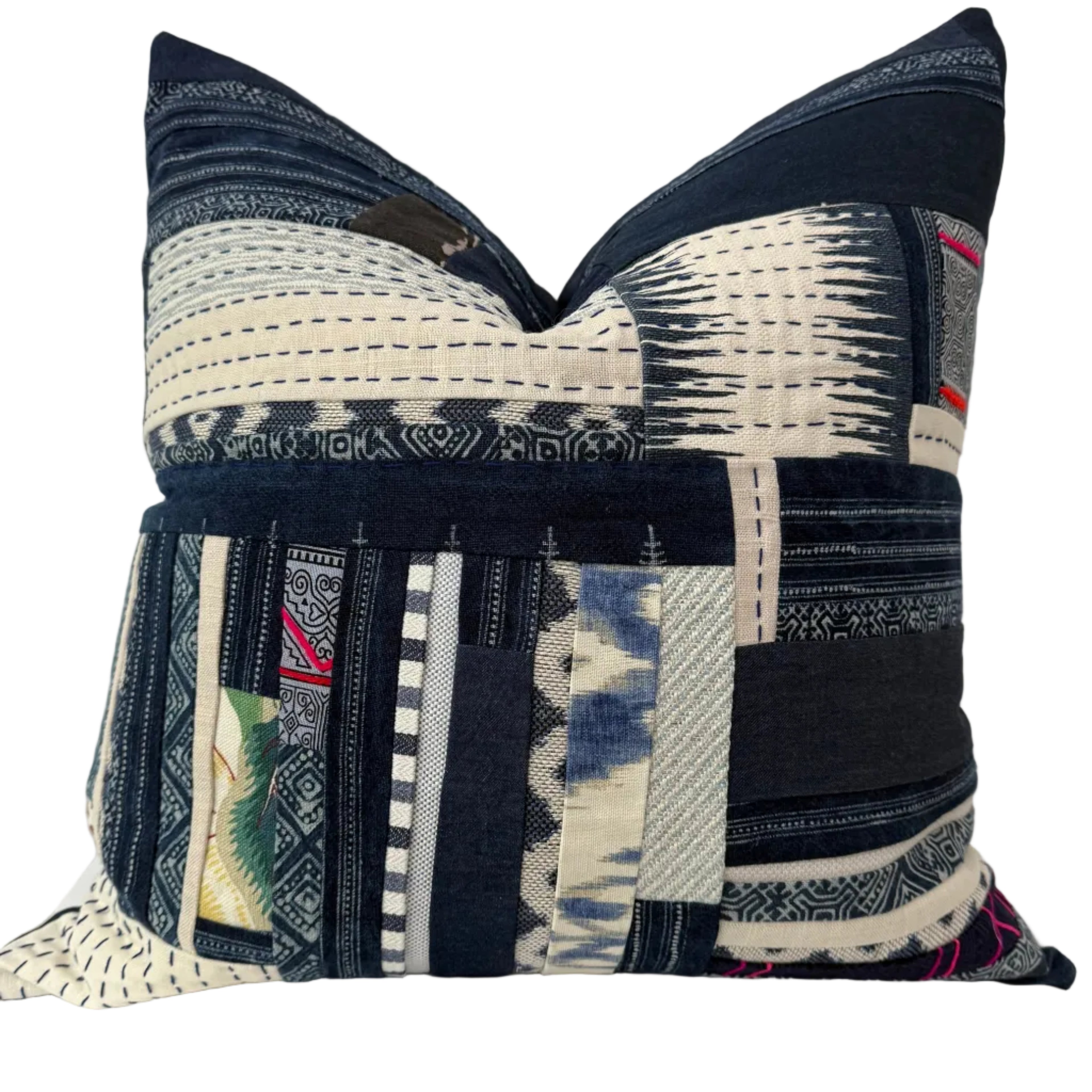Indigo Patchwork Pillow 22″ × 22″