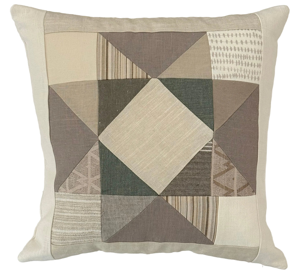 Linen Star Block II Patchwork 20" × 20"