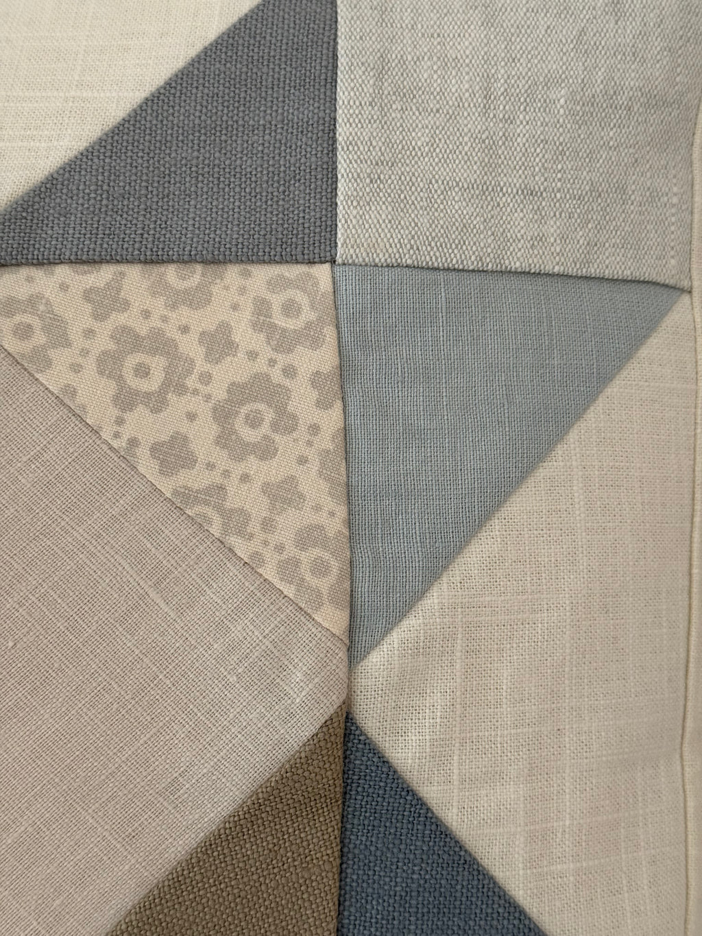 Linen Star Block Patchwork Pillow 20" × 20"
