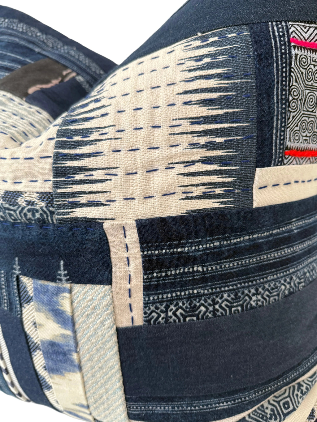 Indigo Patchwork Pillow 22″ × 22″