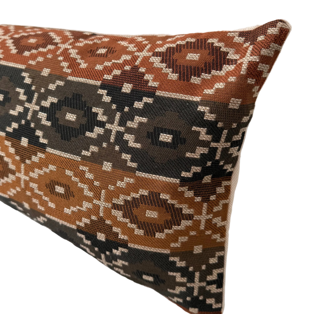 Cognac Textured Lumbar Pillow 12″ × 24″