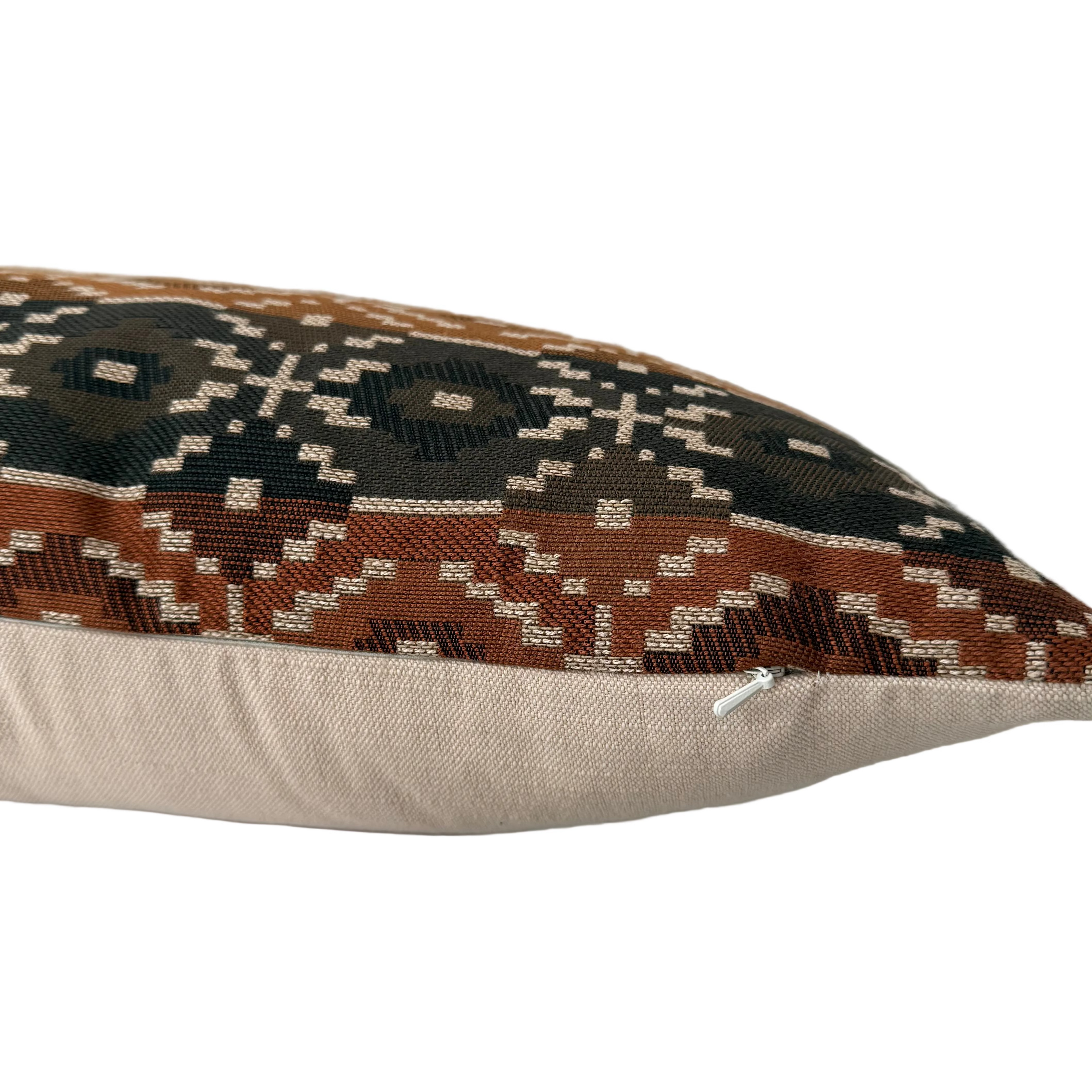 Cognac Textured Lumbar Pillow 12″ × 24″