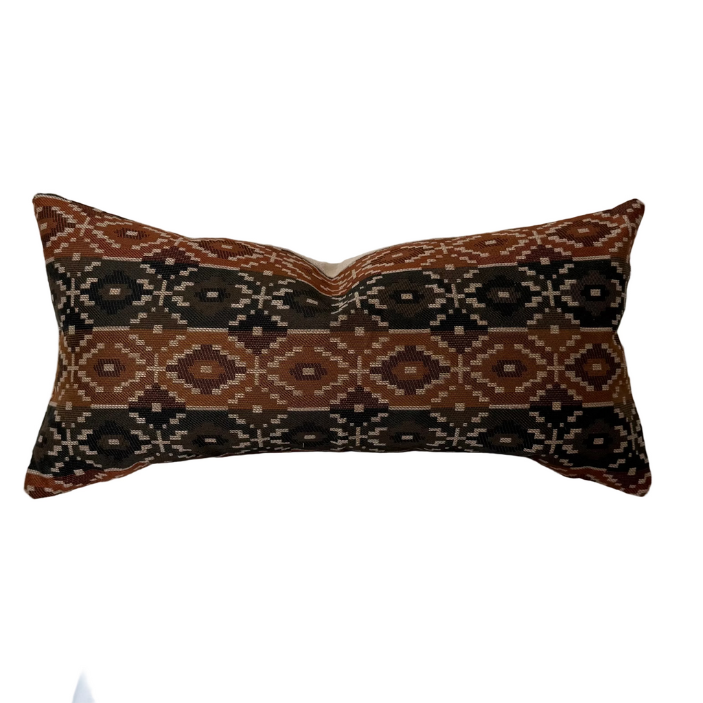 Cognac Textured Lumbar Pillow 12″ × 24″