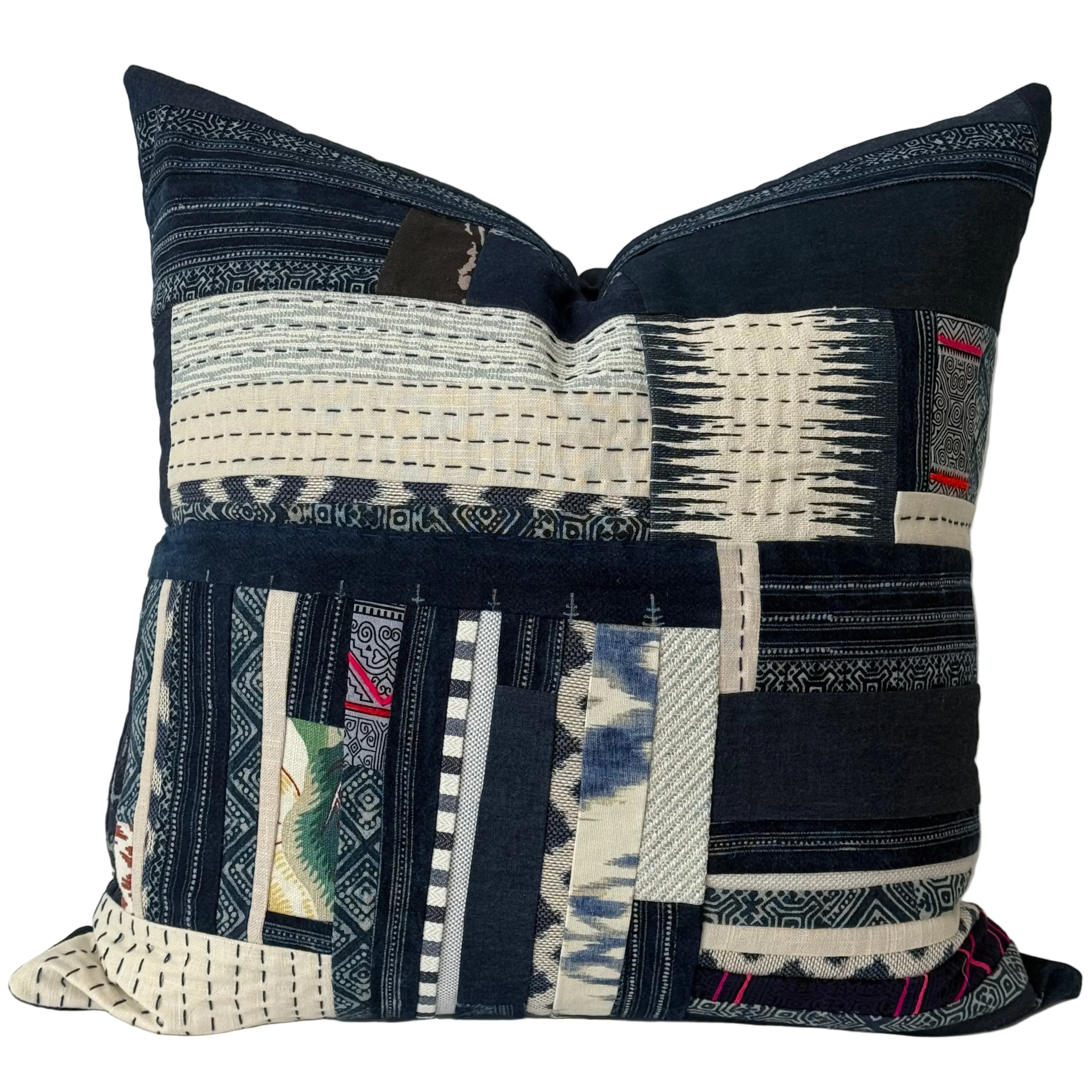 Indigo Patchwork Pillow 22″ × 22″