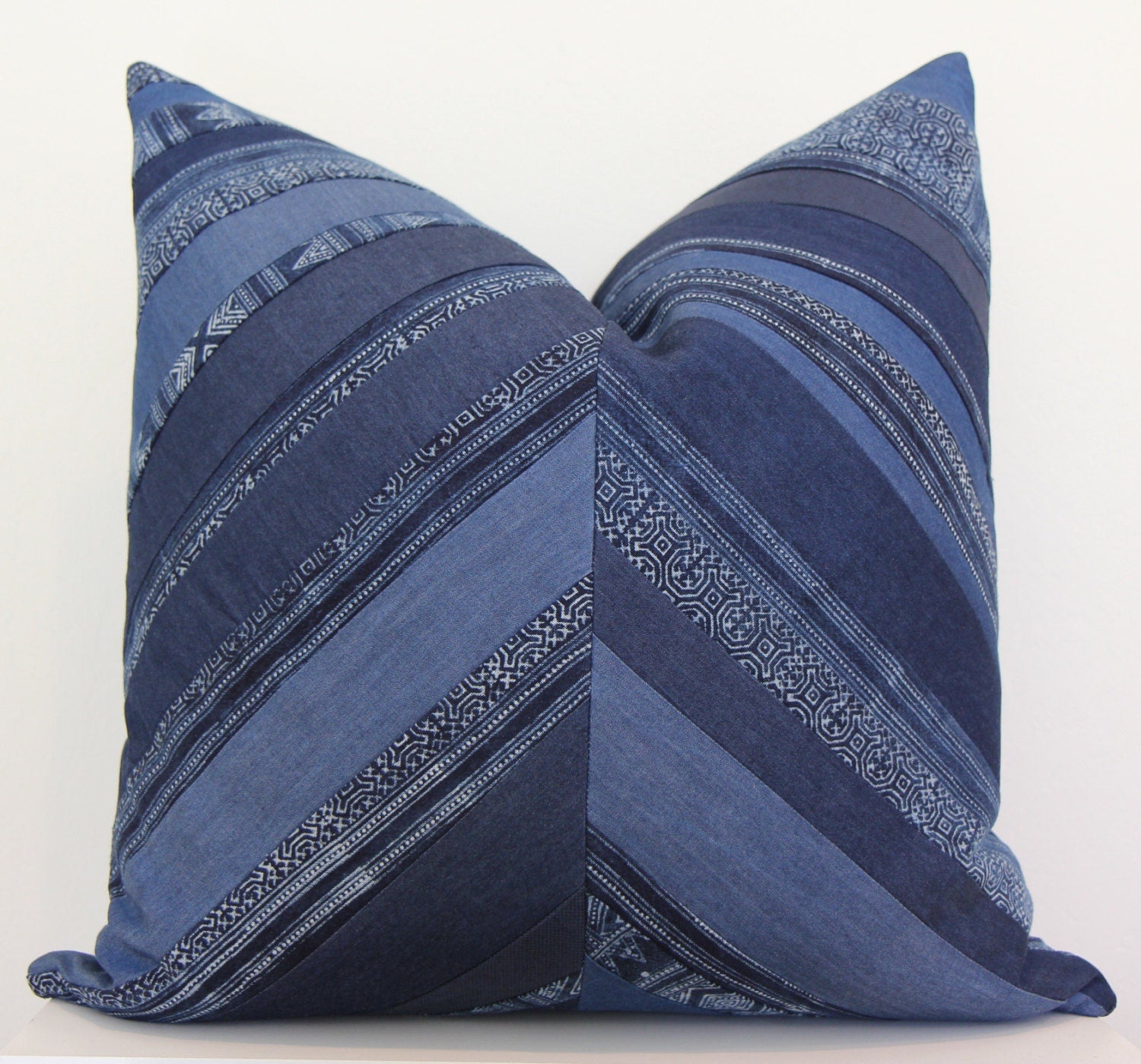 Herringbone Indigo Pillow 22"x22"