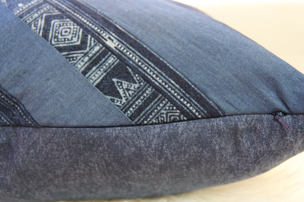 Herringbone Indigo Pillow 22"x22"