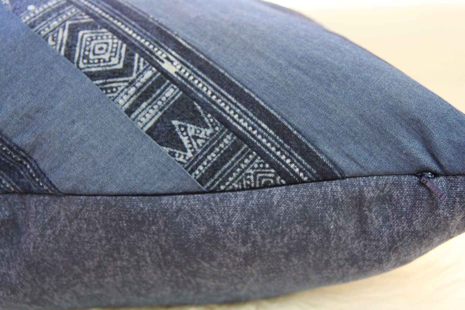 Herringbone Indigo Pillow 22"x22"