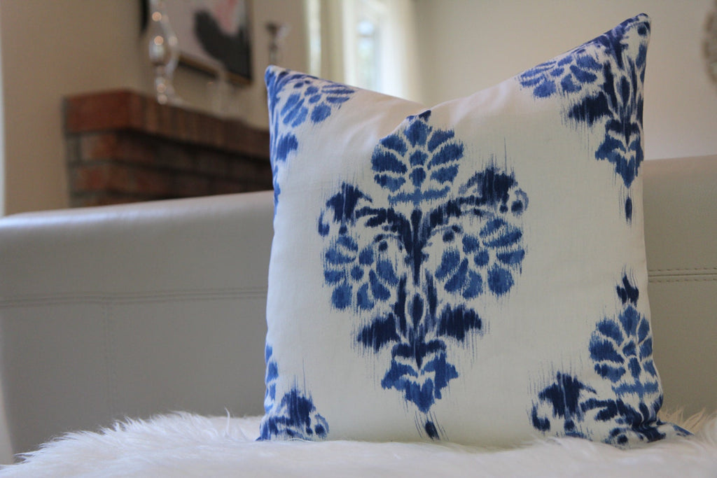 Blue Ikat Pillow 16" × 16"