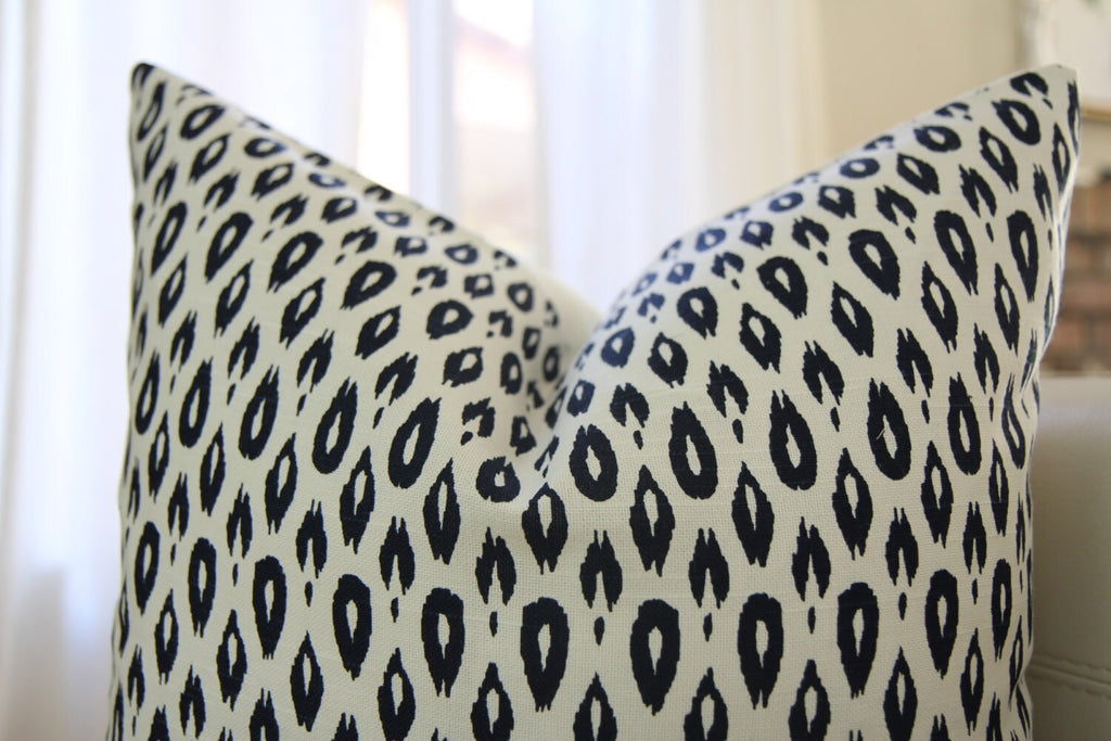 Navy Spotted Ikat Pillow 18" × 18"