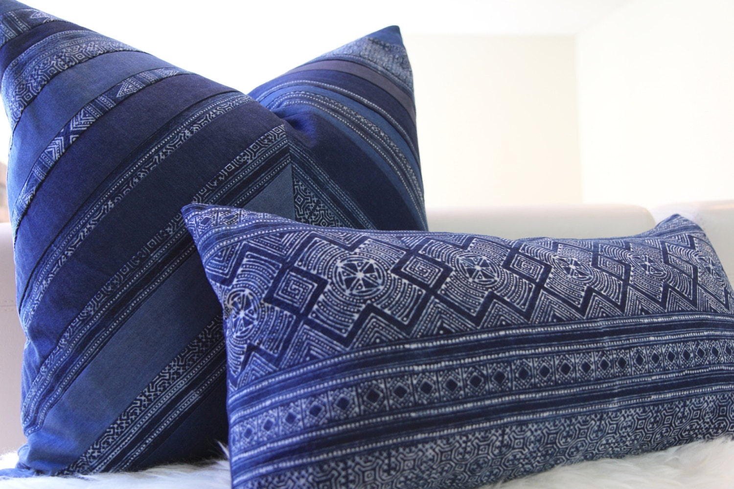 Herringbone Indigo Pillow 22"x22"